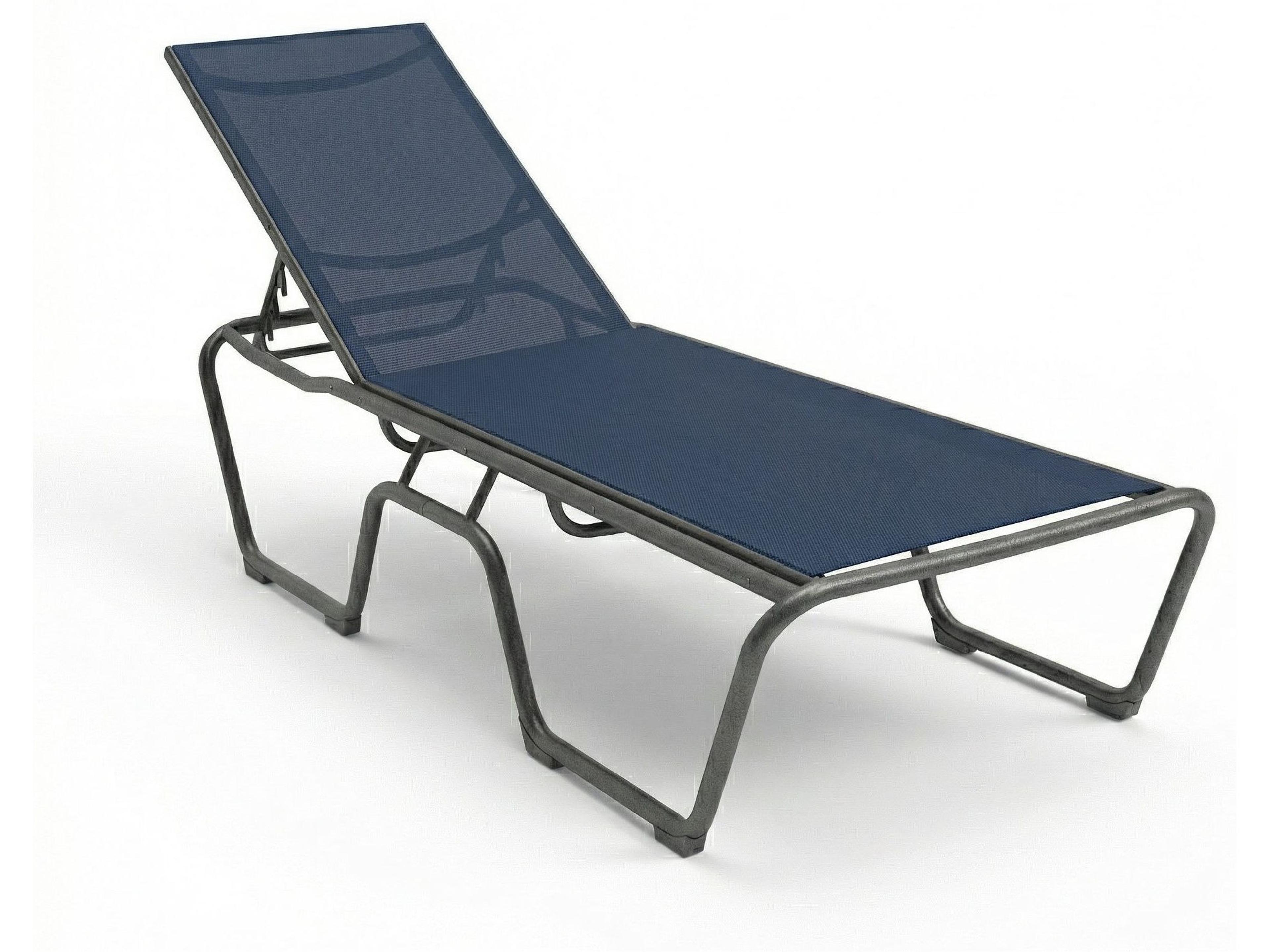 Windward Design Group Country Club Sling Aluminum Stacking Patio Chaise Lounge in Nylon Side