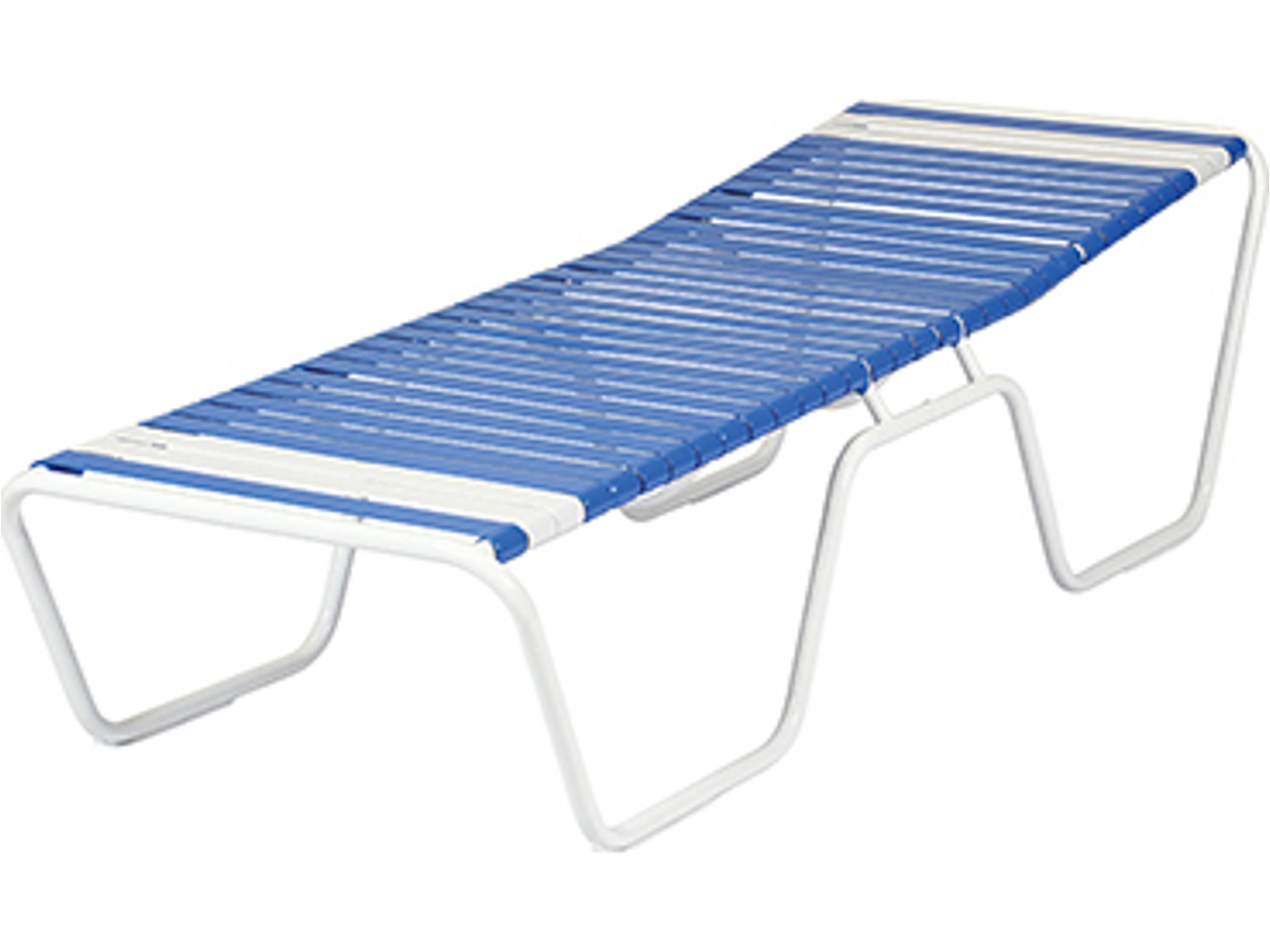 Country Club Strap Aluminum Armless Sun Cot Outdoor Chaise Lounge