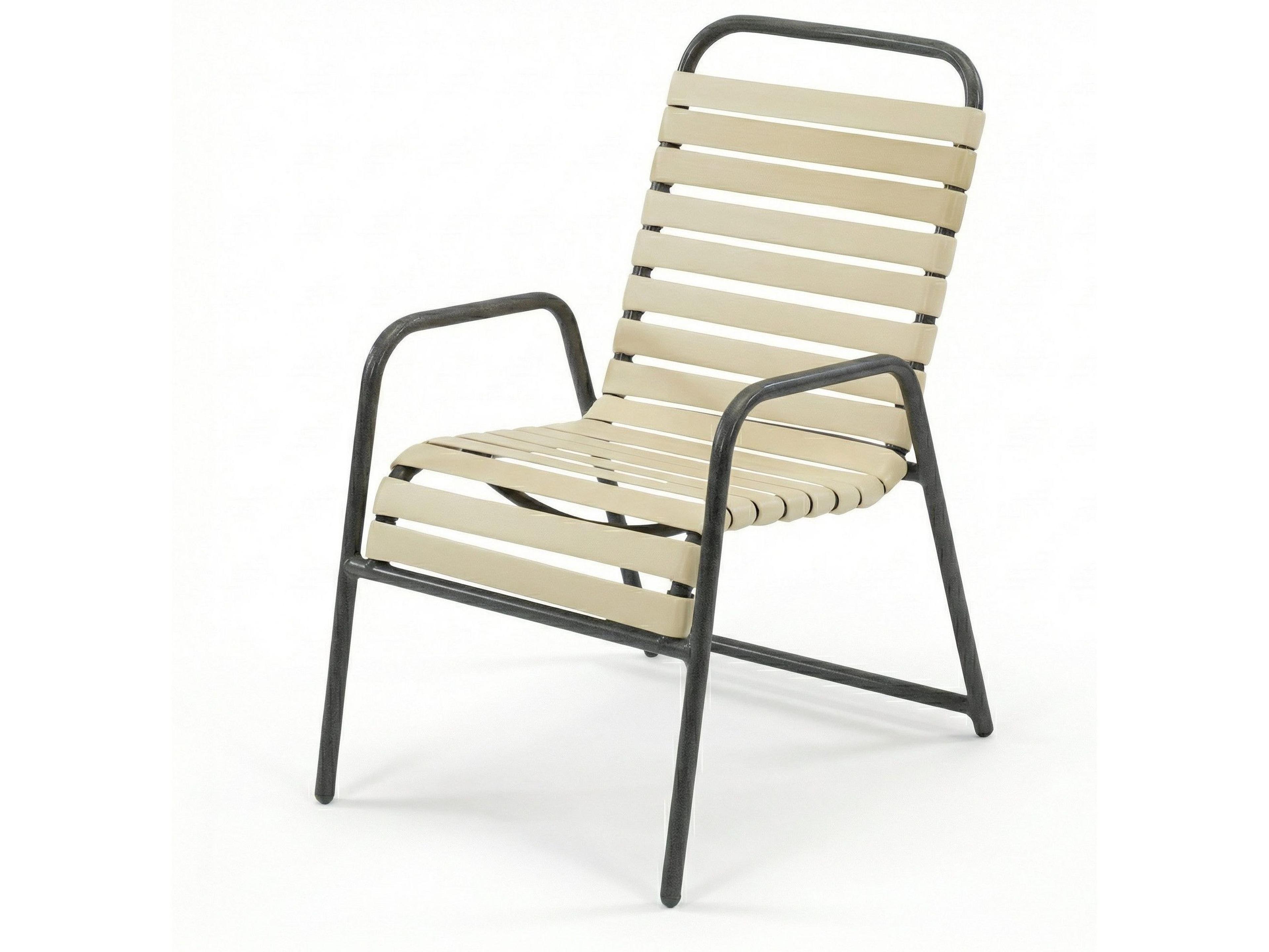 Windward Design Group Country Club Strap Aluminum Stacking Outdoor Patio Dining Arm Chair