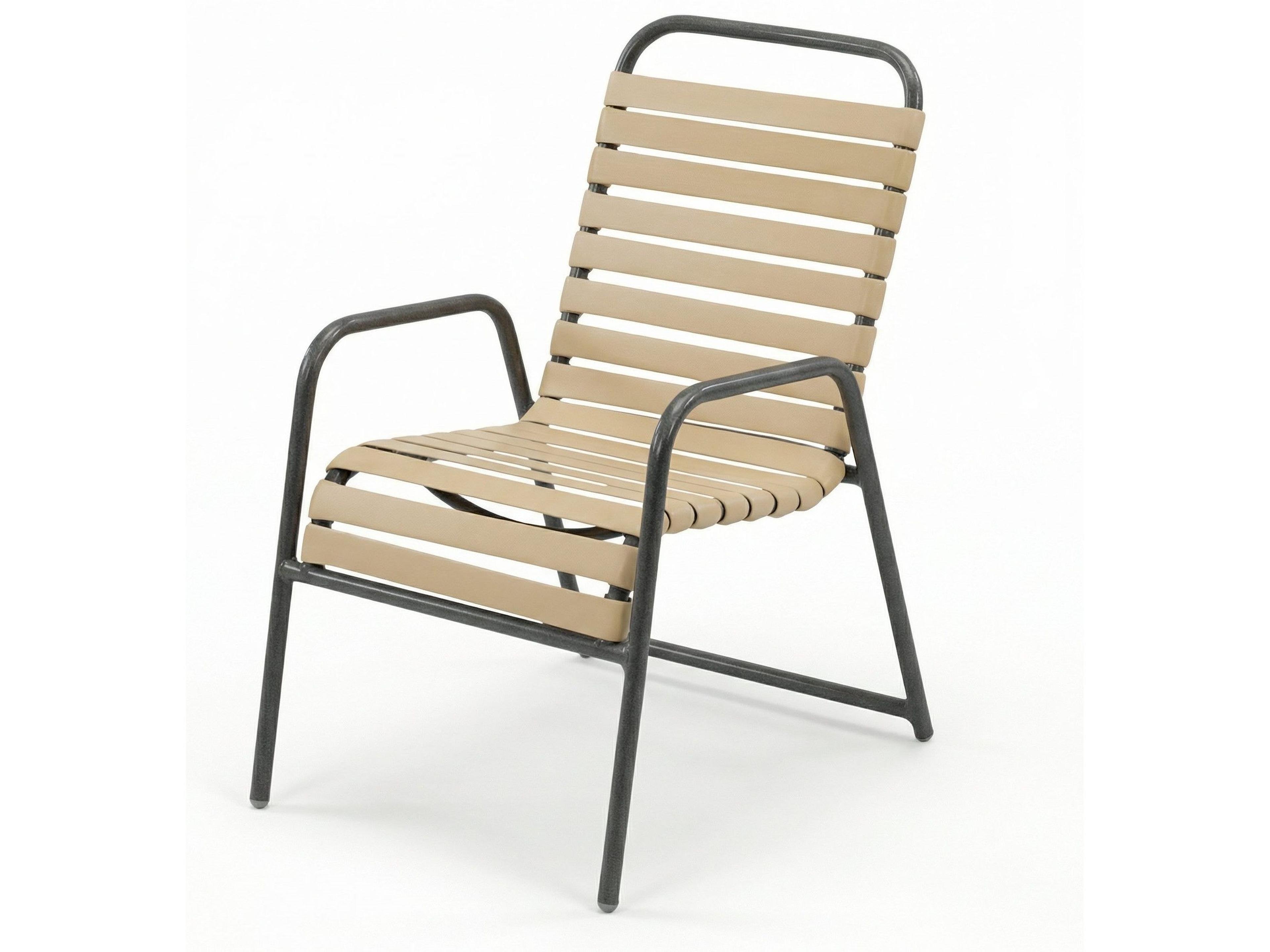 Windward Design Group Country Club Strap Aluminum Stacking Outdoor Patio Dining Arm Chair