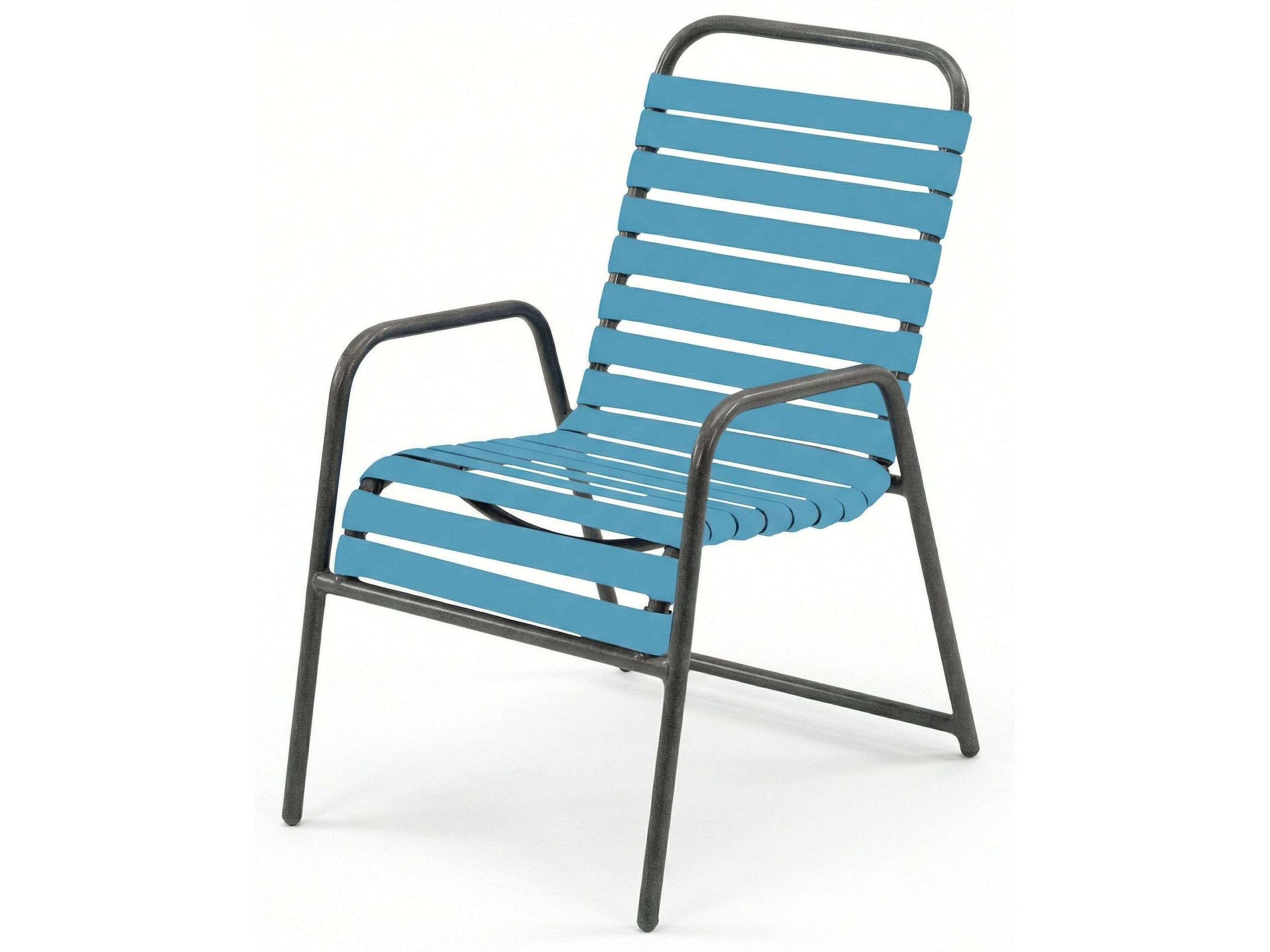 Windward Design Group Country Club Strap Aluminum Stacking Outdoor Patio Dining Arm Chair
