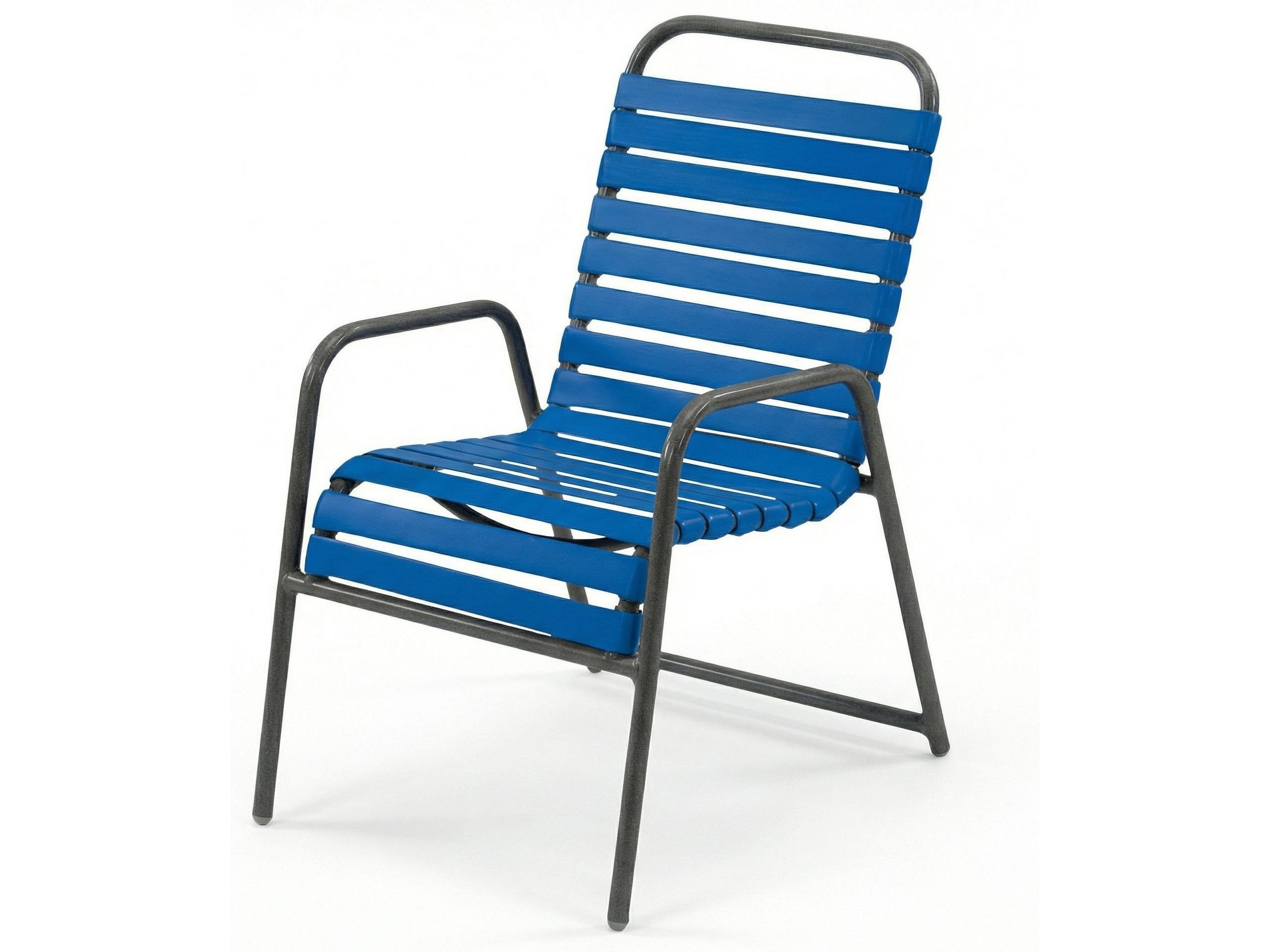Windward Design Group Country Club Strap Aluminum Stacking Outdoor Patio Dining Arm Chair