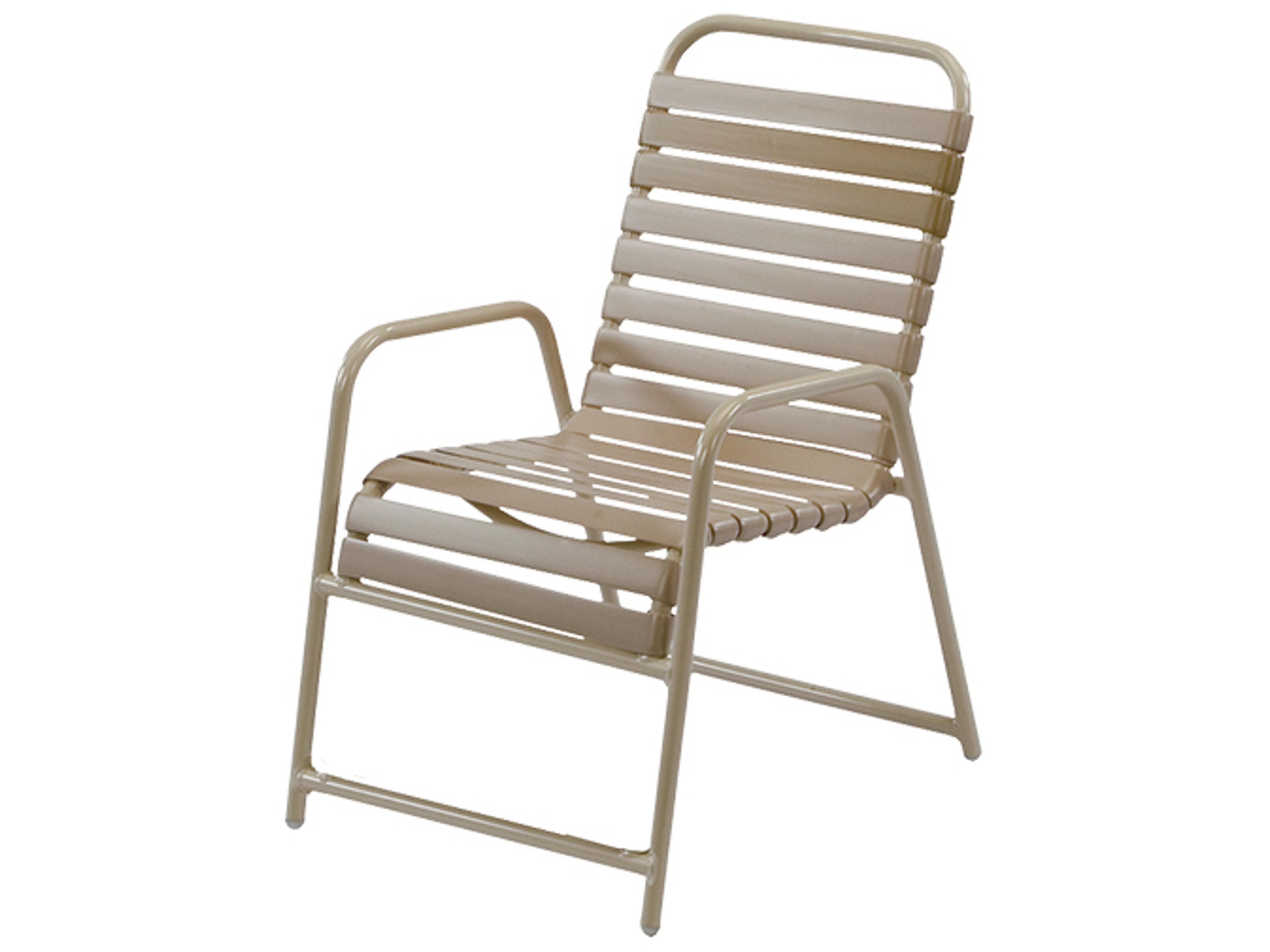 Country Club Strap Aluminum Patio Dining Chair Extra Front Brace