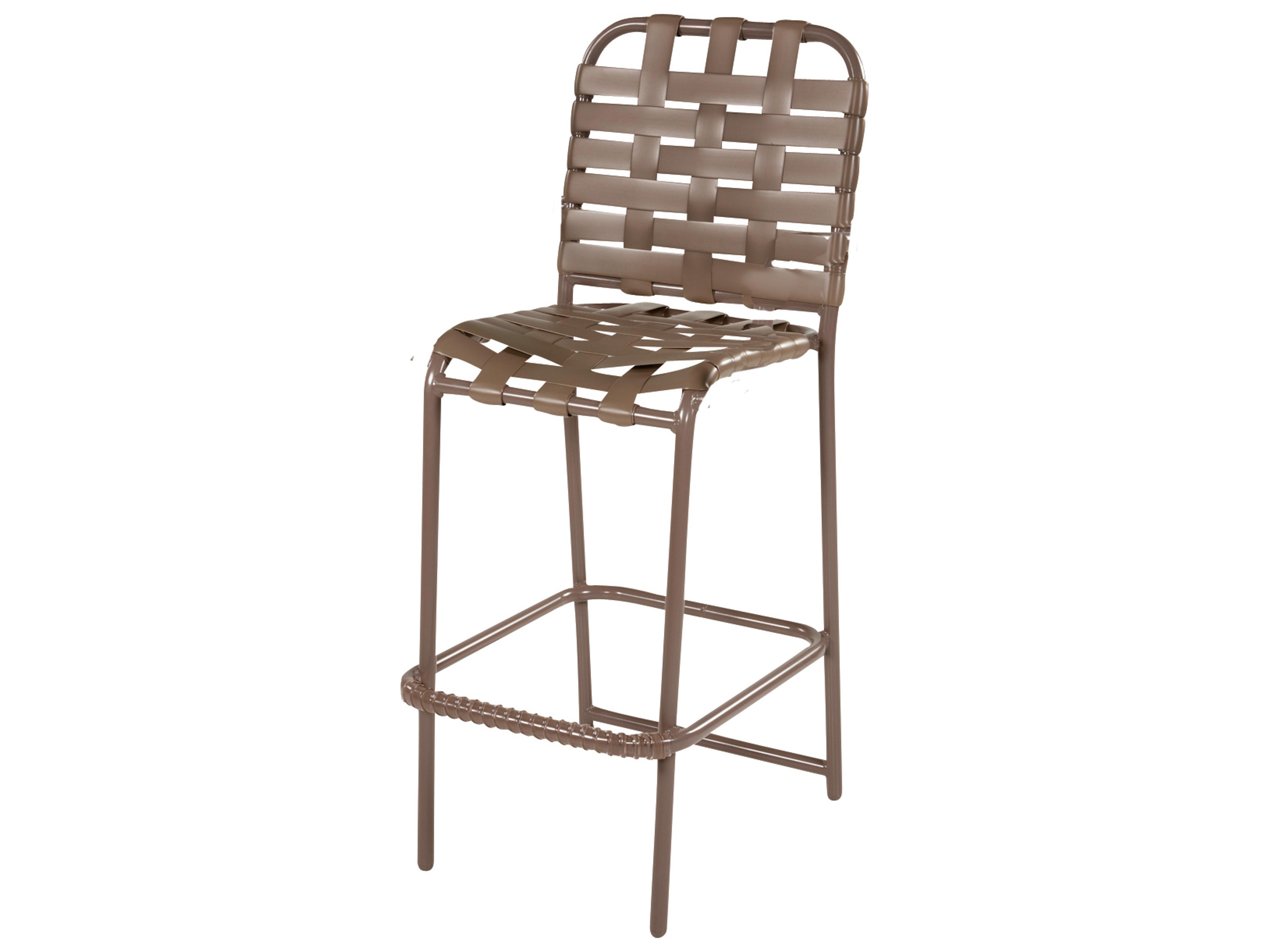 Neptune Strap Aluminum Stacking Outdoor Patio Bar Chair Cross Weave