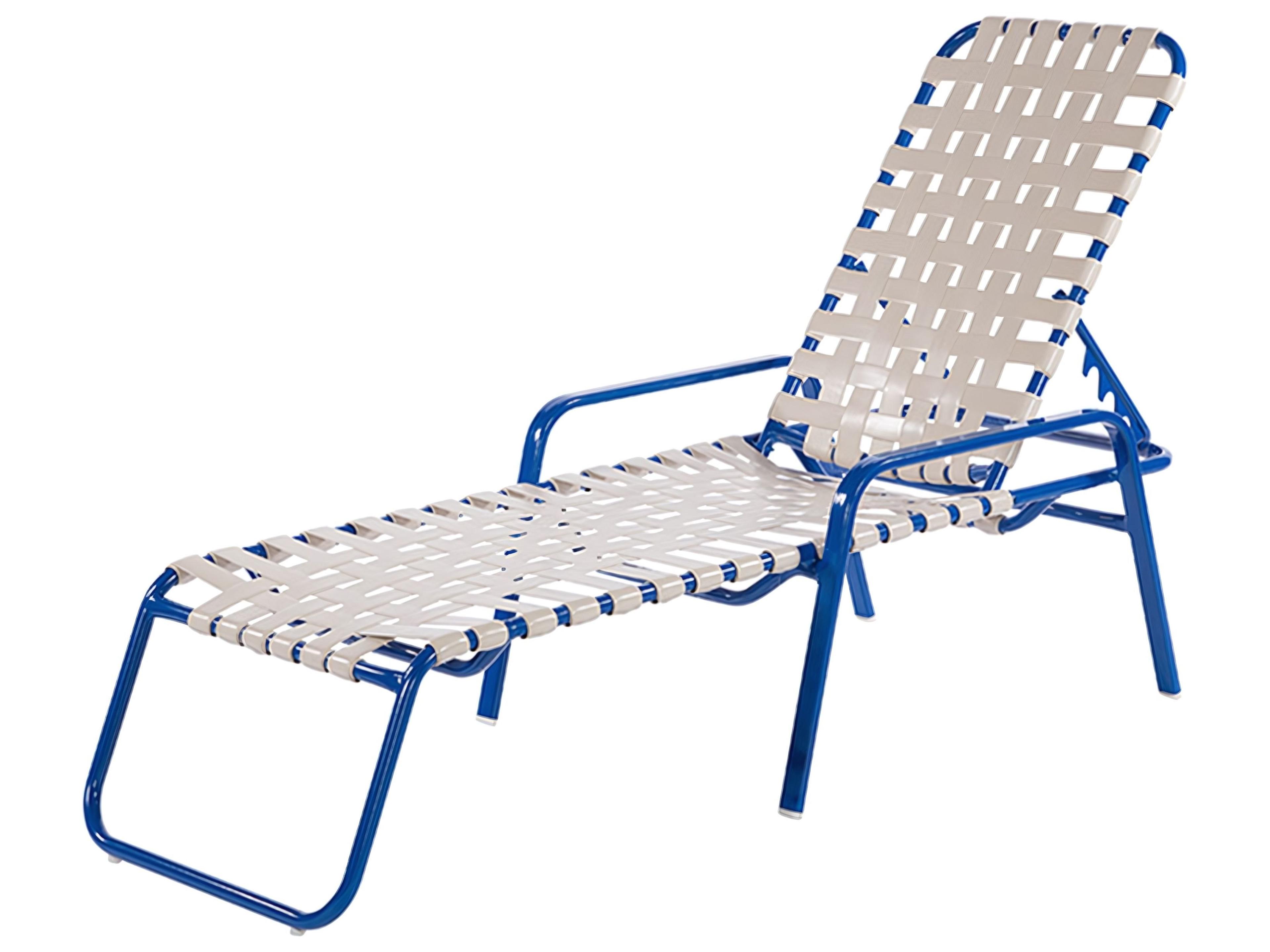 Regatta Strap Aluminum Stacking Outdoor Patio Chaise Lounge Crossweave