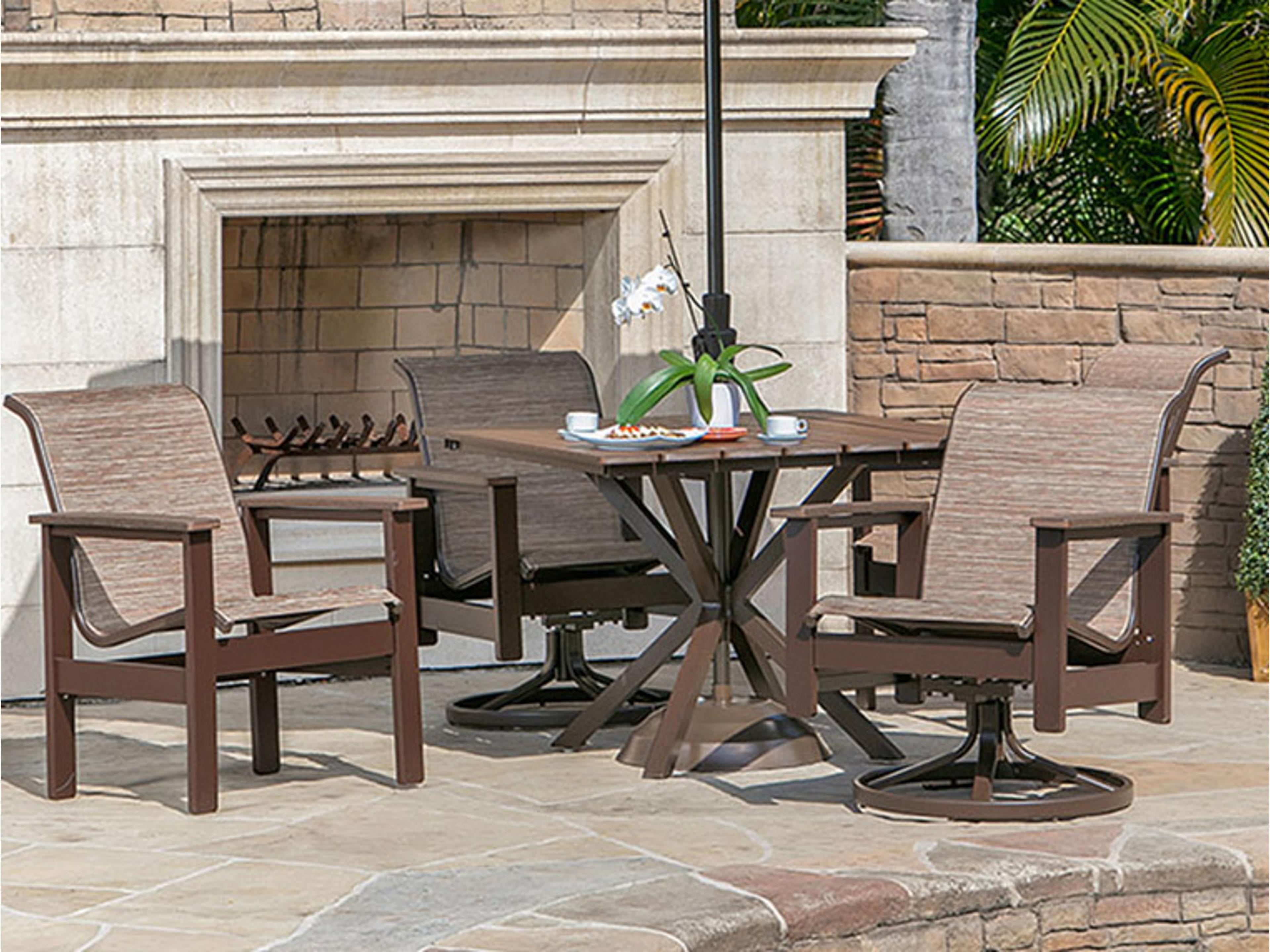 Windward Design Group Kingston Sling MGP Arm Swivel Rocker Outdoor Dining Chair