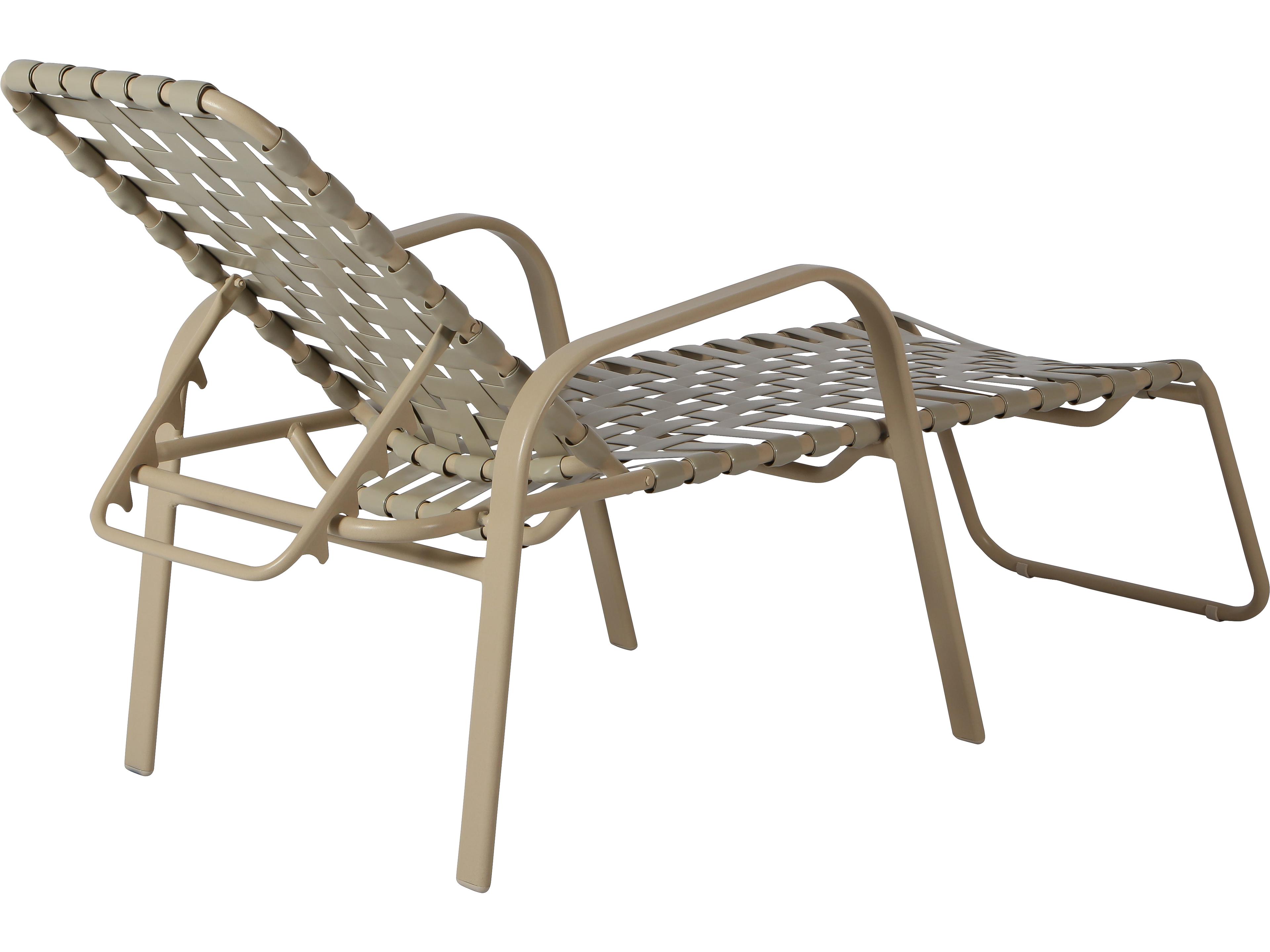 Windward Design Group Anna Maria Strap Aluminum Stacking Patio Chaise Lounge Cross Weave