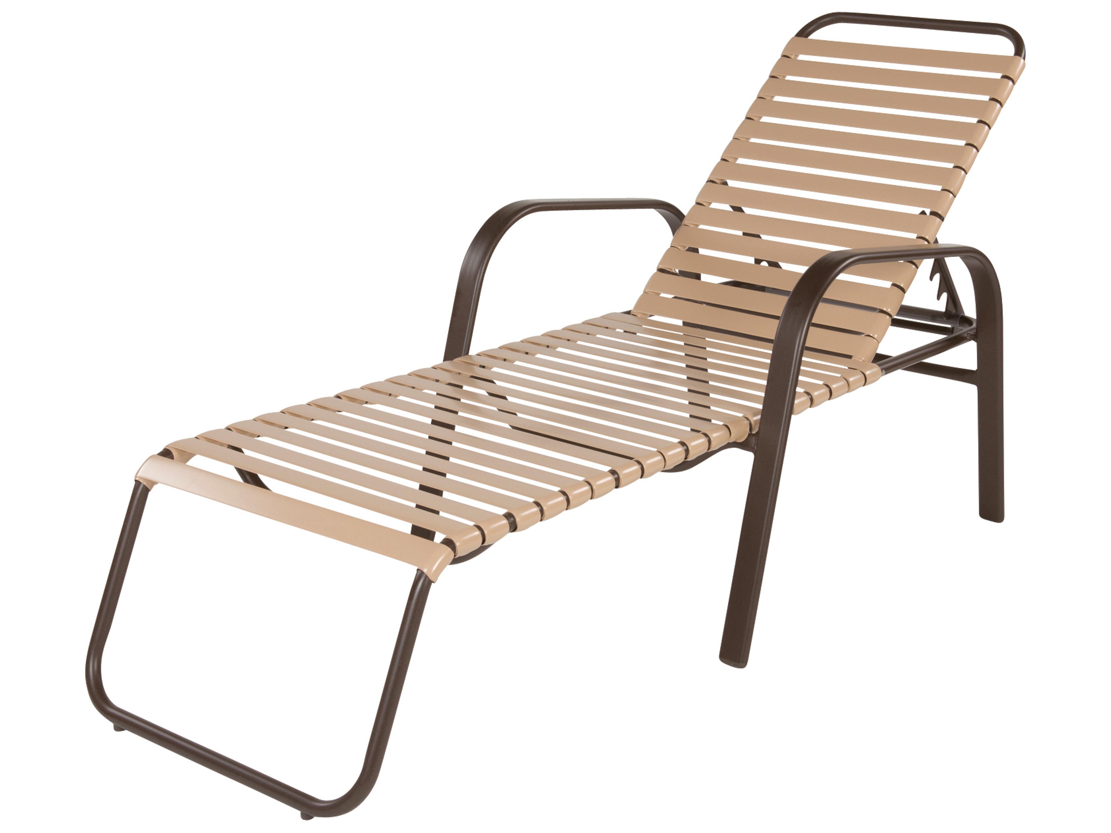 Anna Maria Strap Aluminum Stacking Outdoor Chaise Lounge