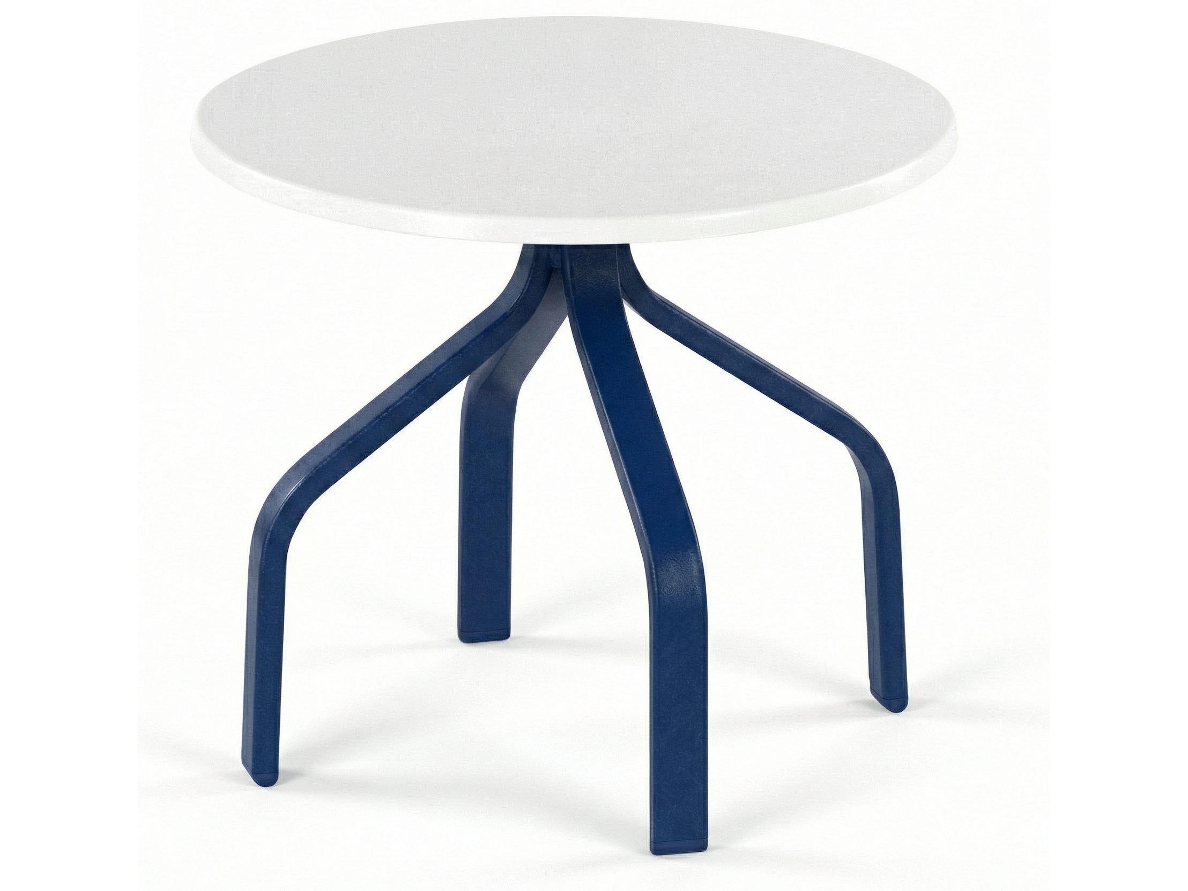 Windward Design Group Fiberglass Top Aluminum Round Outdoor Patio Side Table