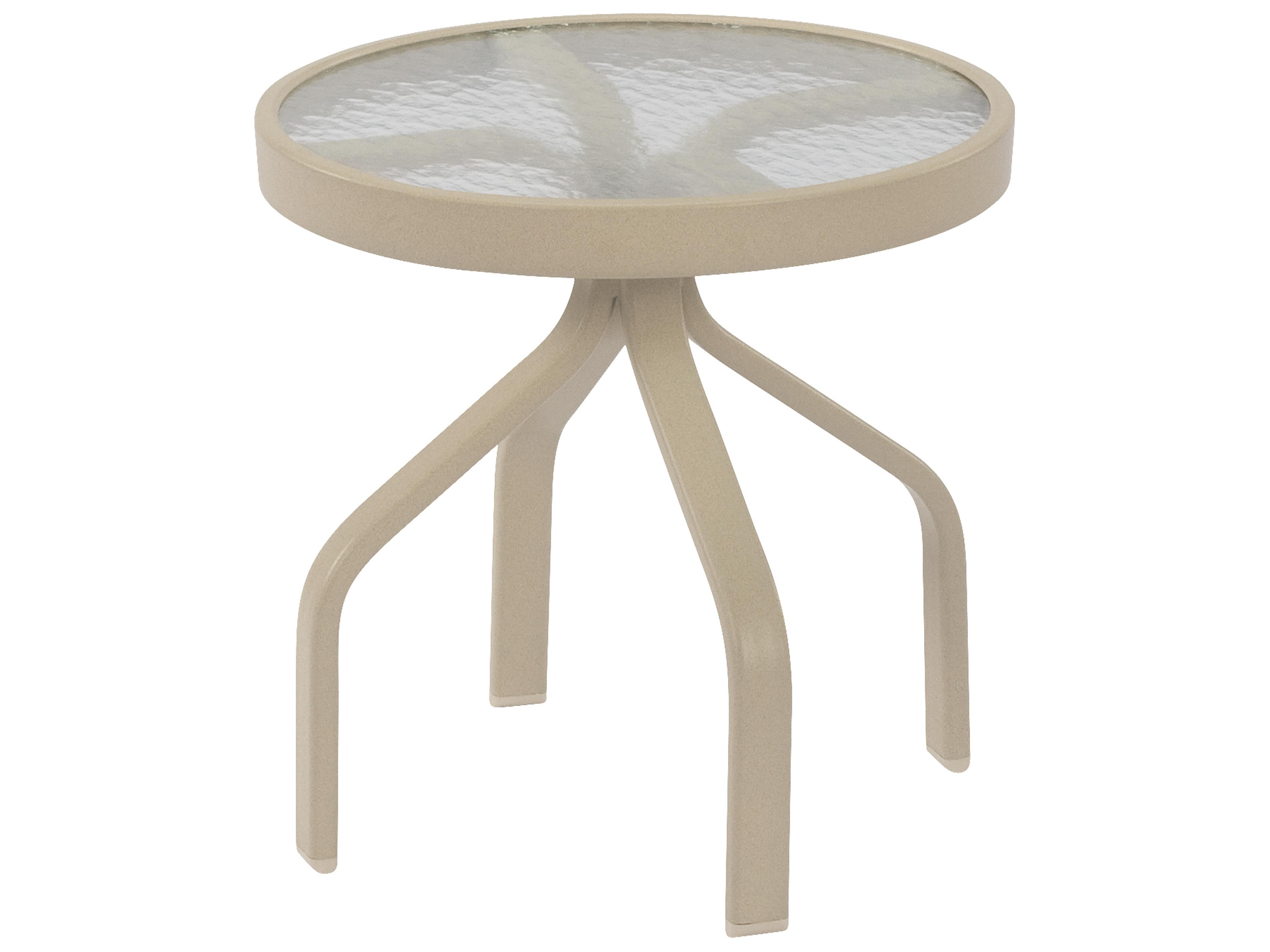 Glass Top Aluminum Round Patio Side Table