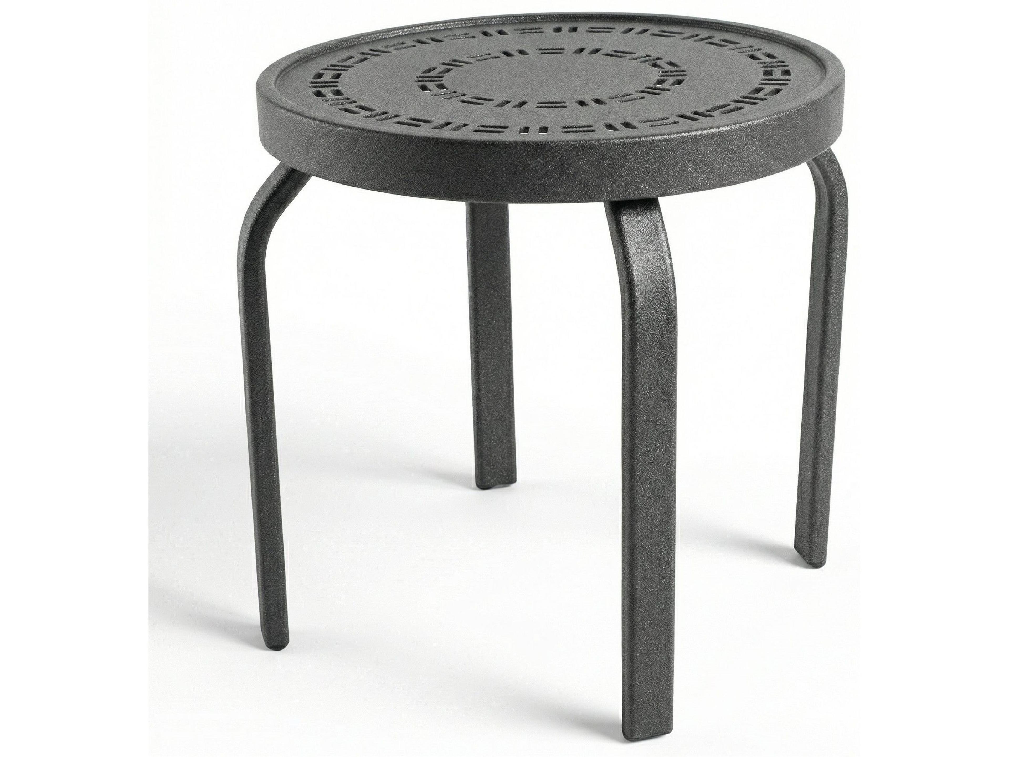 Mayan Punched Aluminum Aluminum Round Outdoor Side Table Stacking