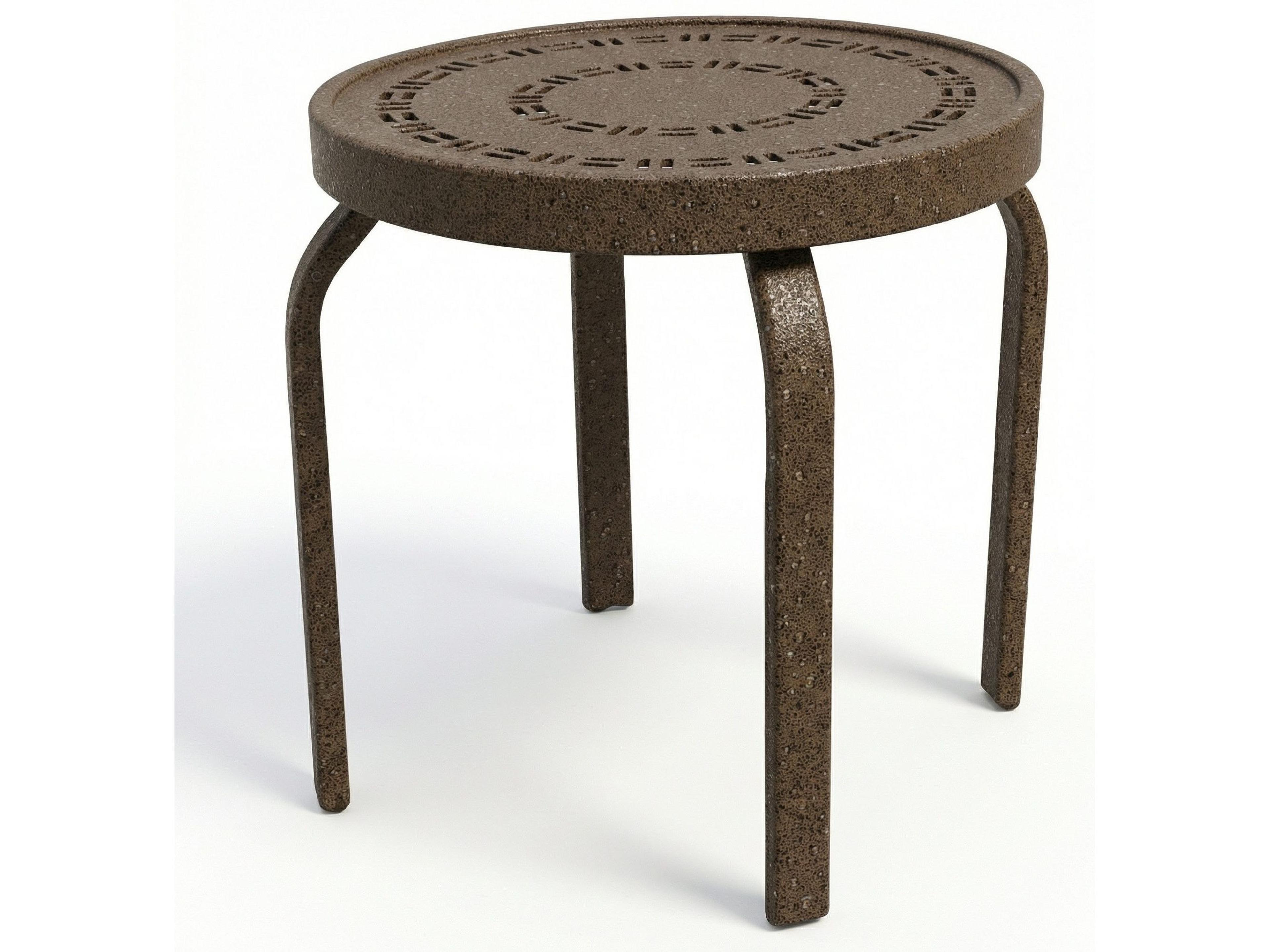 Windward Design Group Mayan Punched Aluminum Aluminum Round Outdoor Side Table Stacking