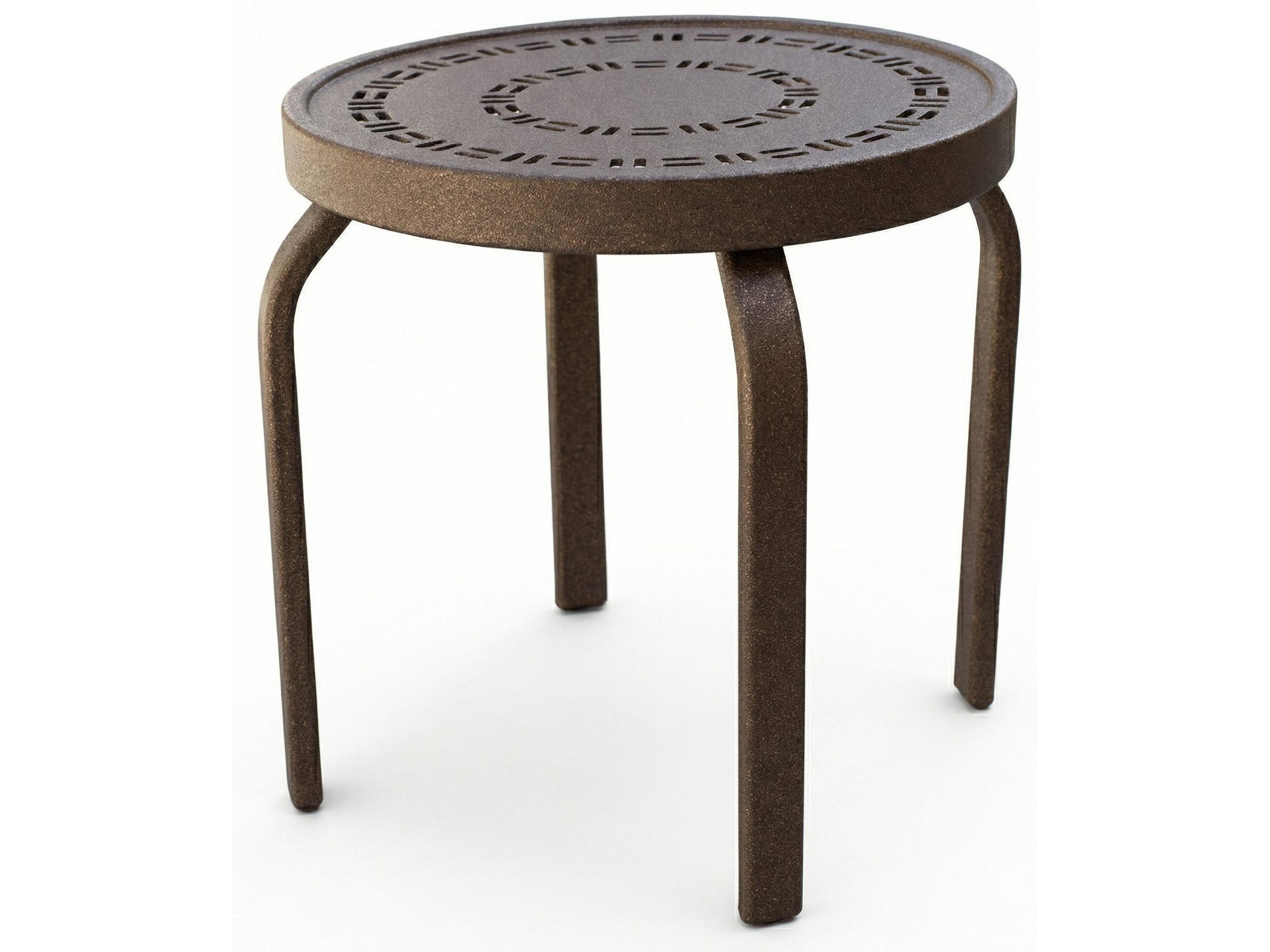 Windward Design Group Mayan Punched Aluminum Aluminum Round Outdoor Side Table Stacking