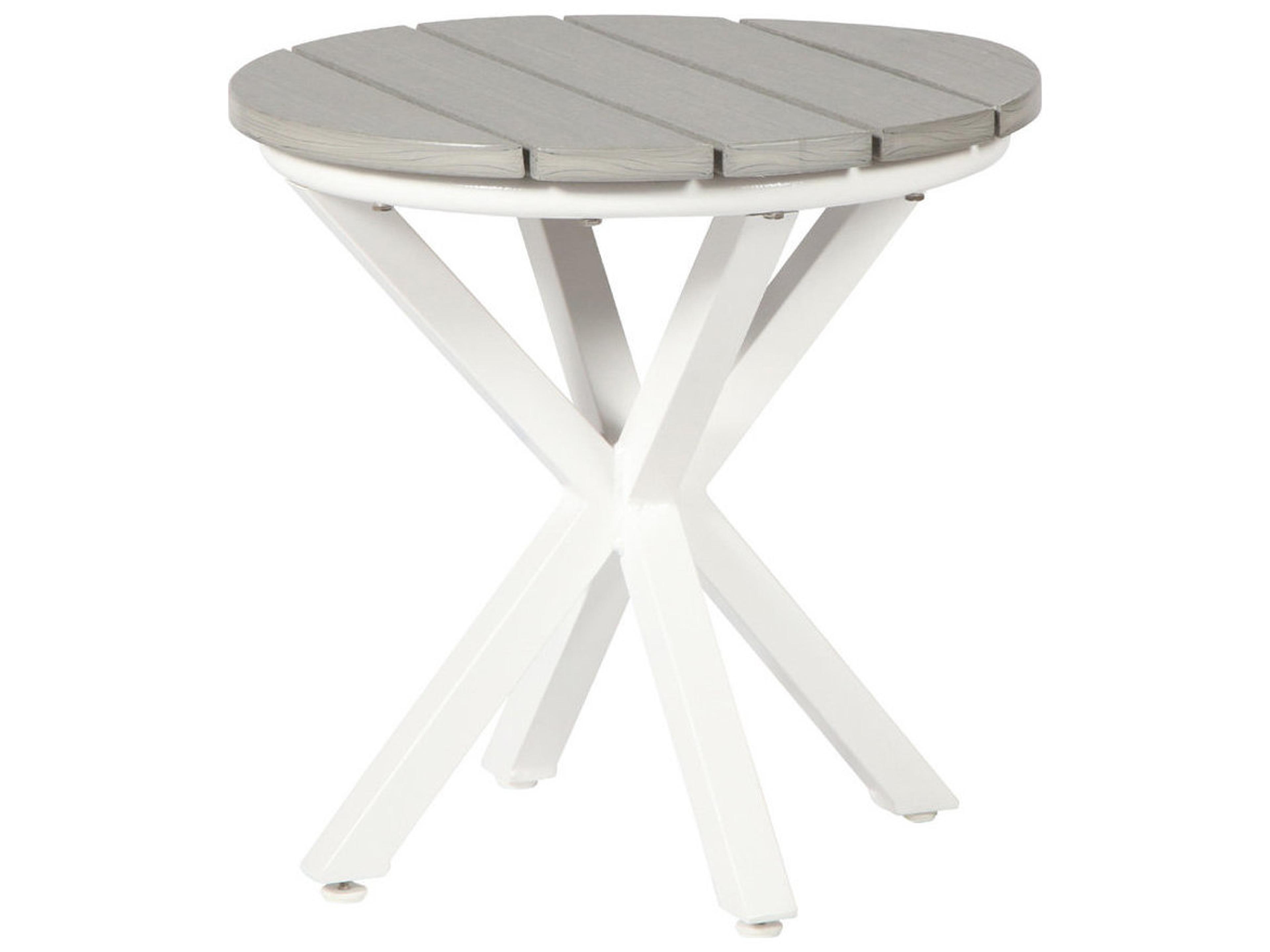 Tahoe Plank MGP Top Tables Aluminum Round Outdoor Patio End Table