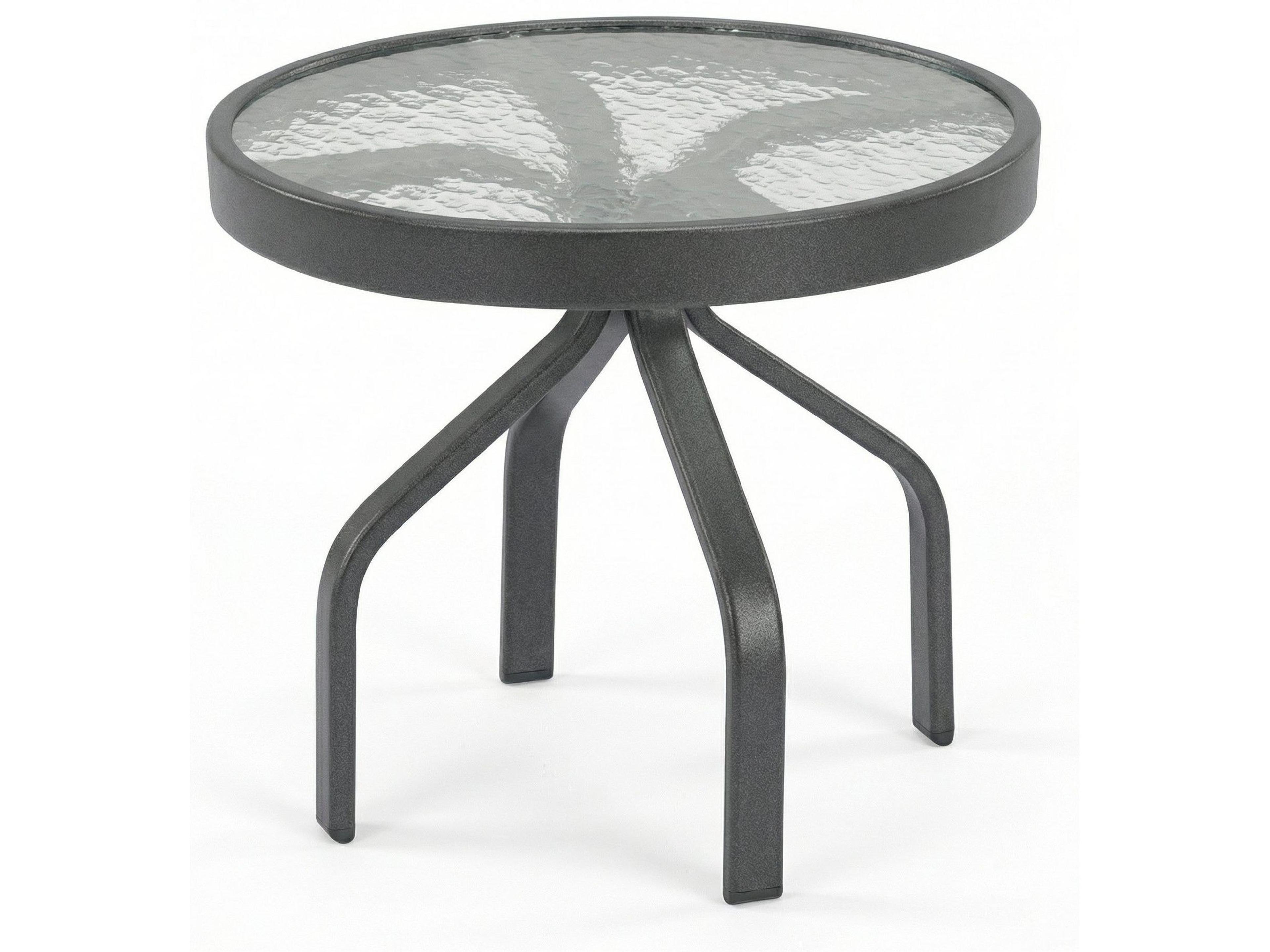 Glass Top Aluminum Round Outdoor Side Table