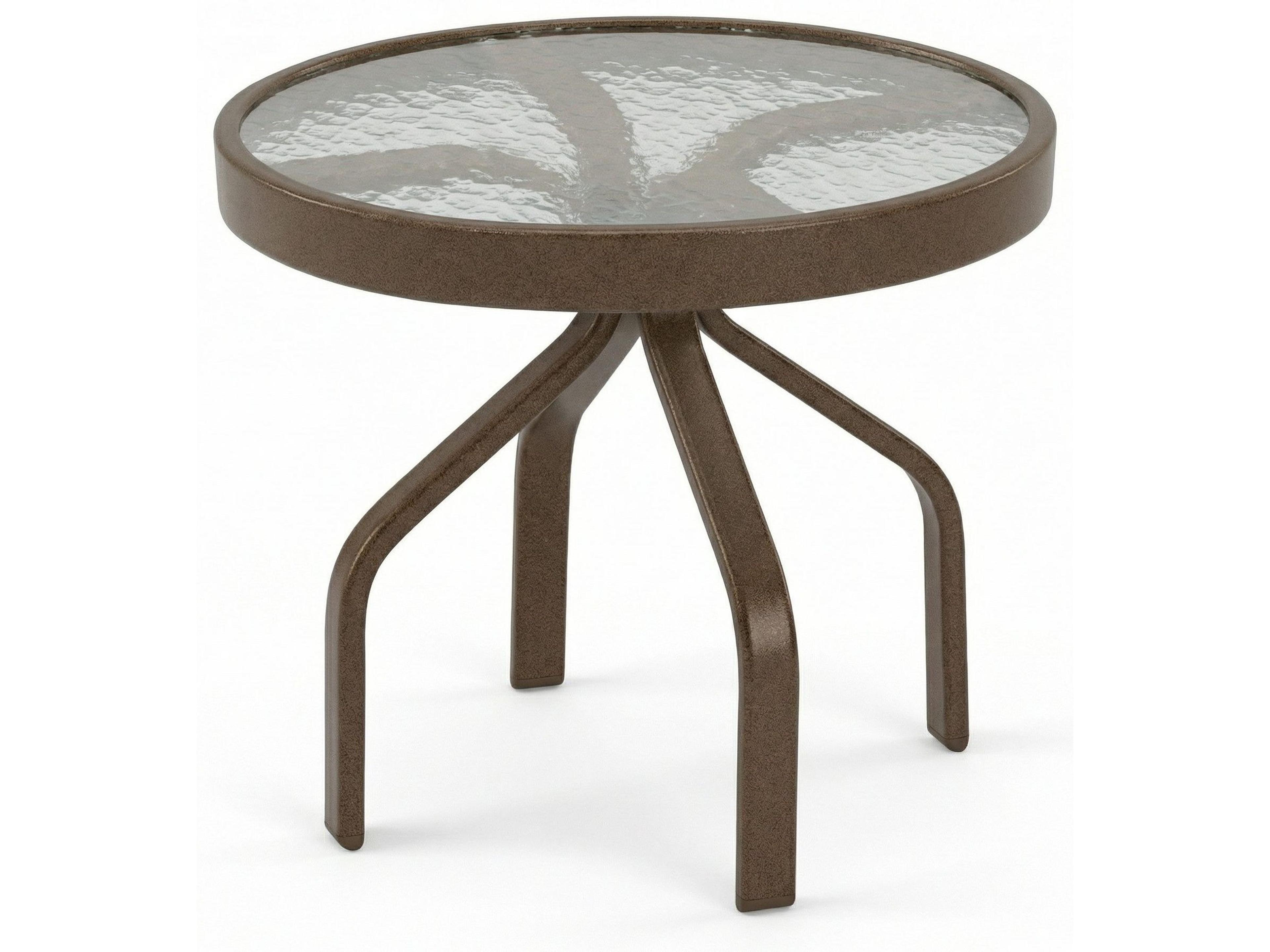 Windward Design Group Glass Top Aluminum Round Outdoor Side Table