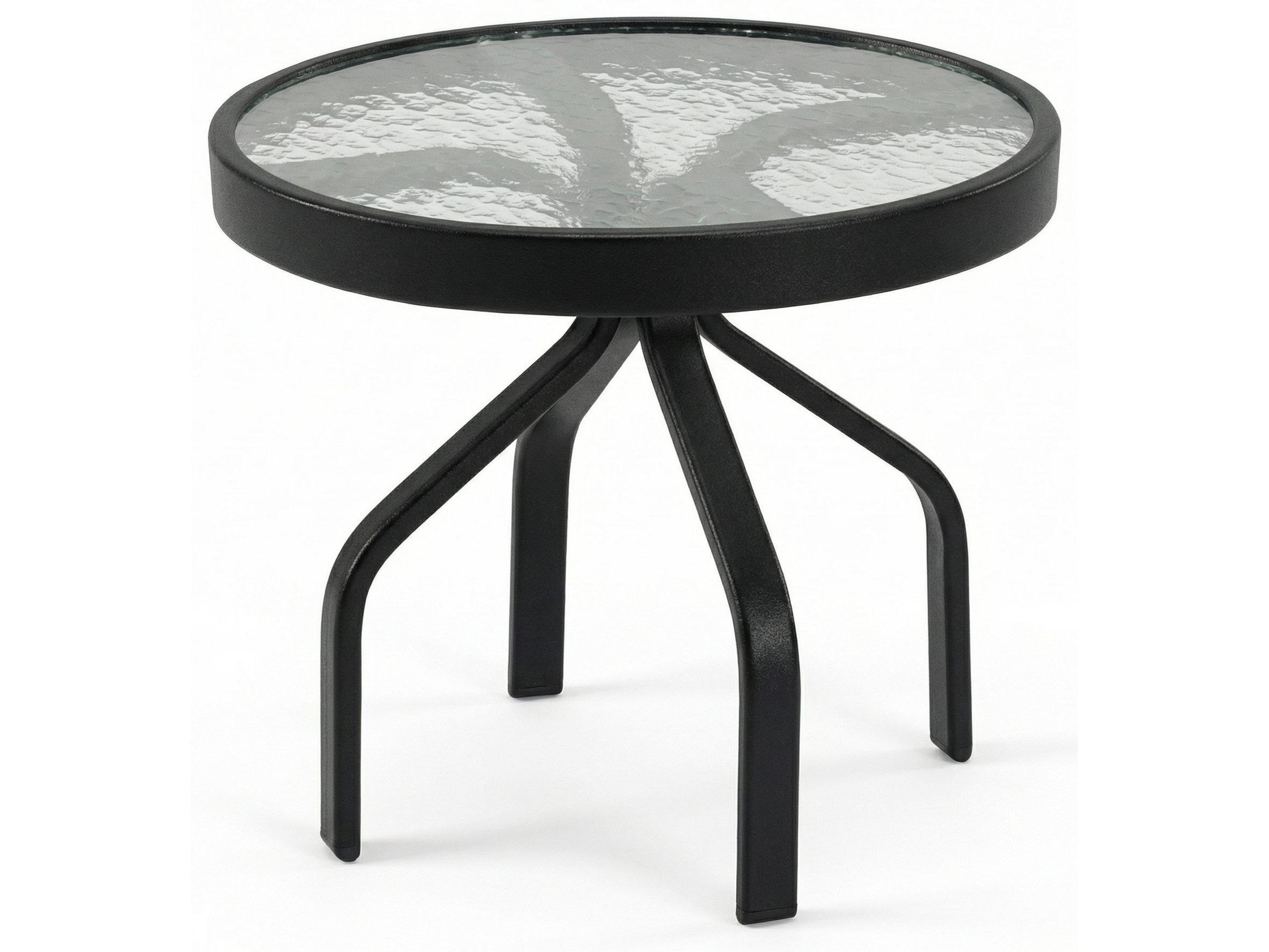 Windward Design Group Glass Top Aluminum Round Outdoor Side Table
