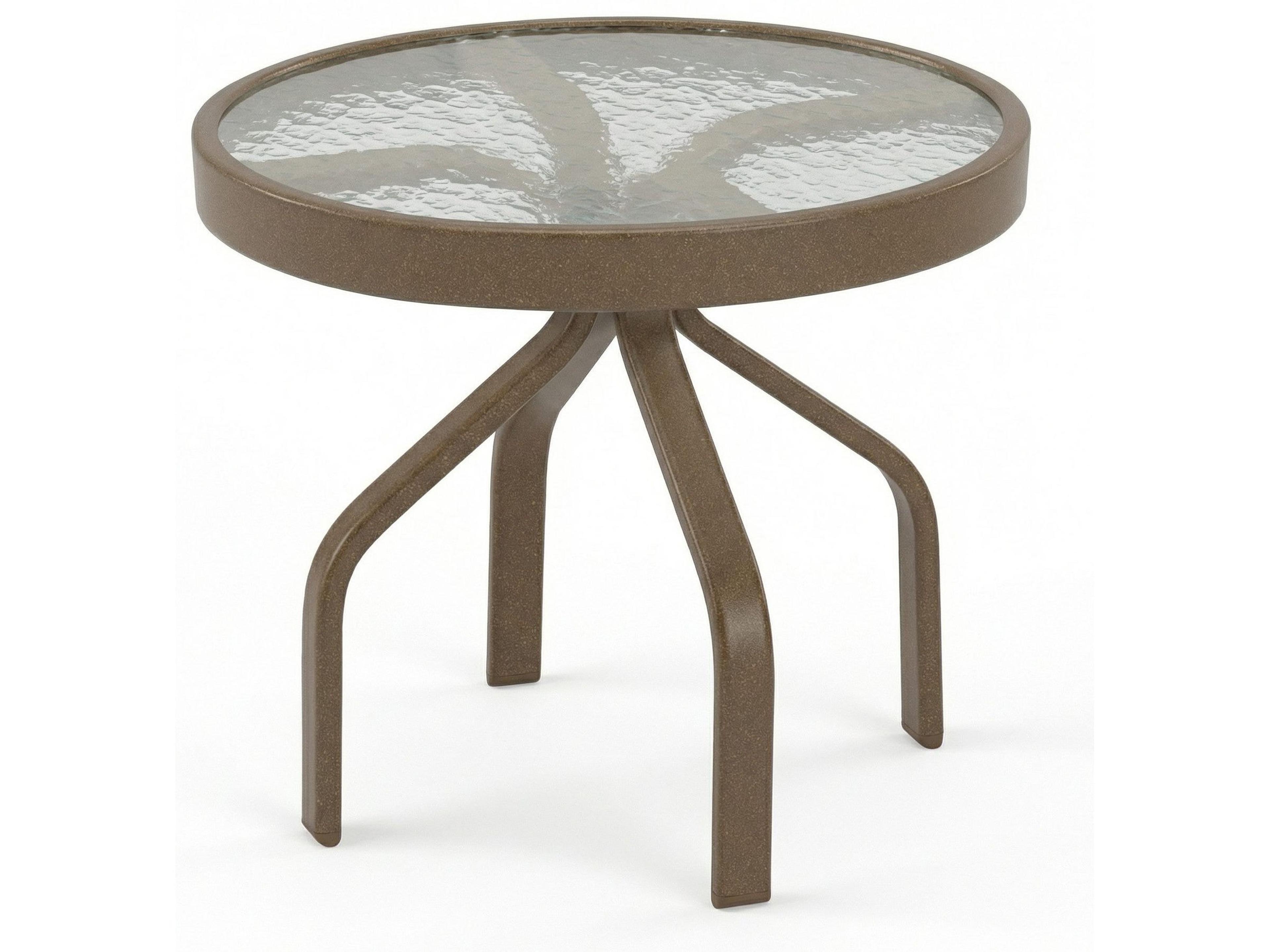 Windward Design Group Glass Top Aluminum Round Outdoor Side Table