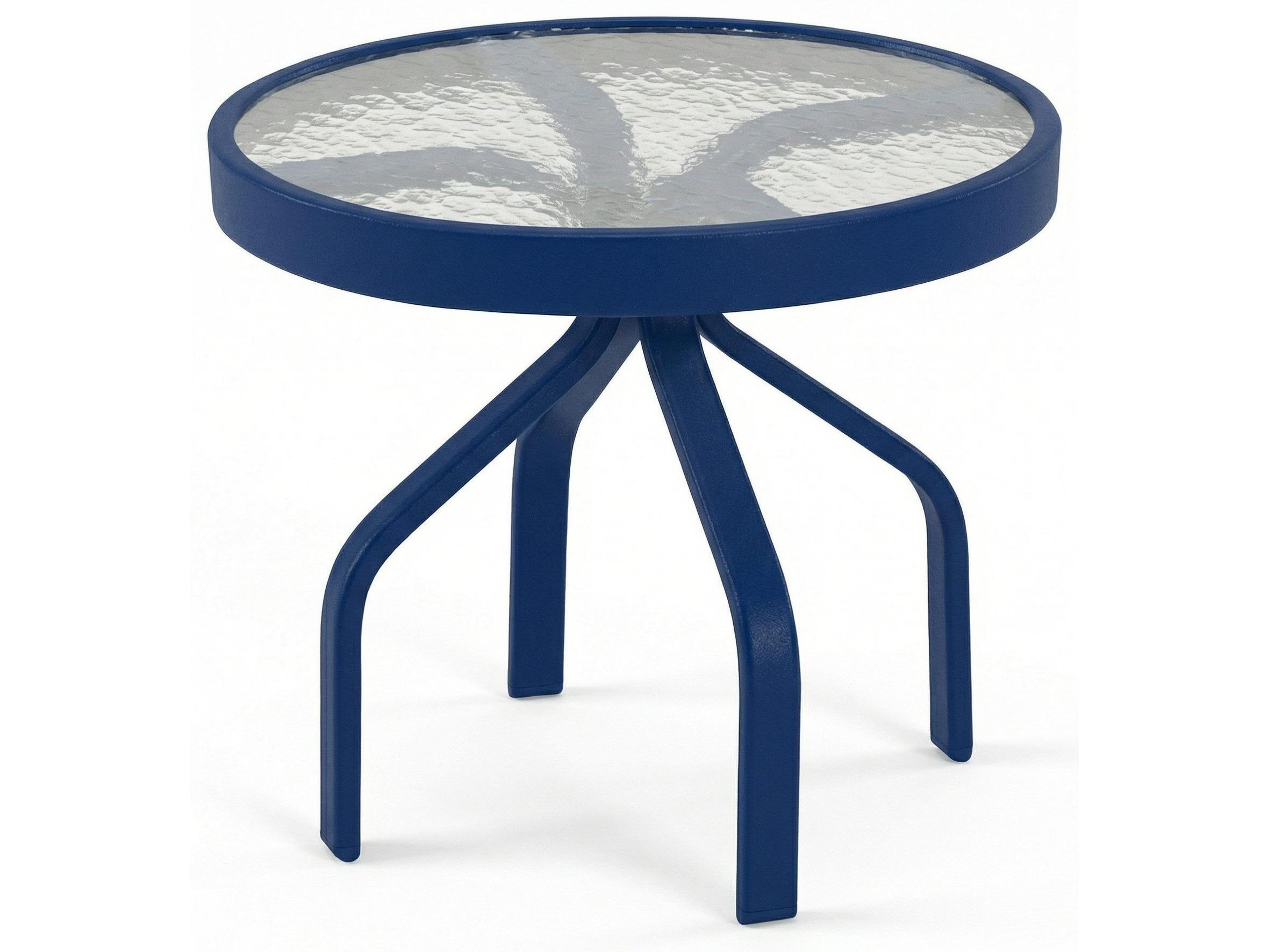 Windward Design Group Glass Top Aluminum Round Outdoor Side Table