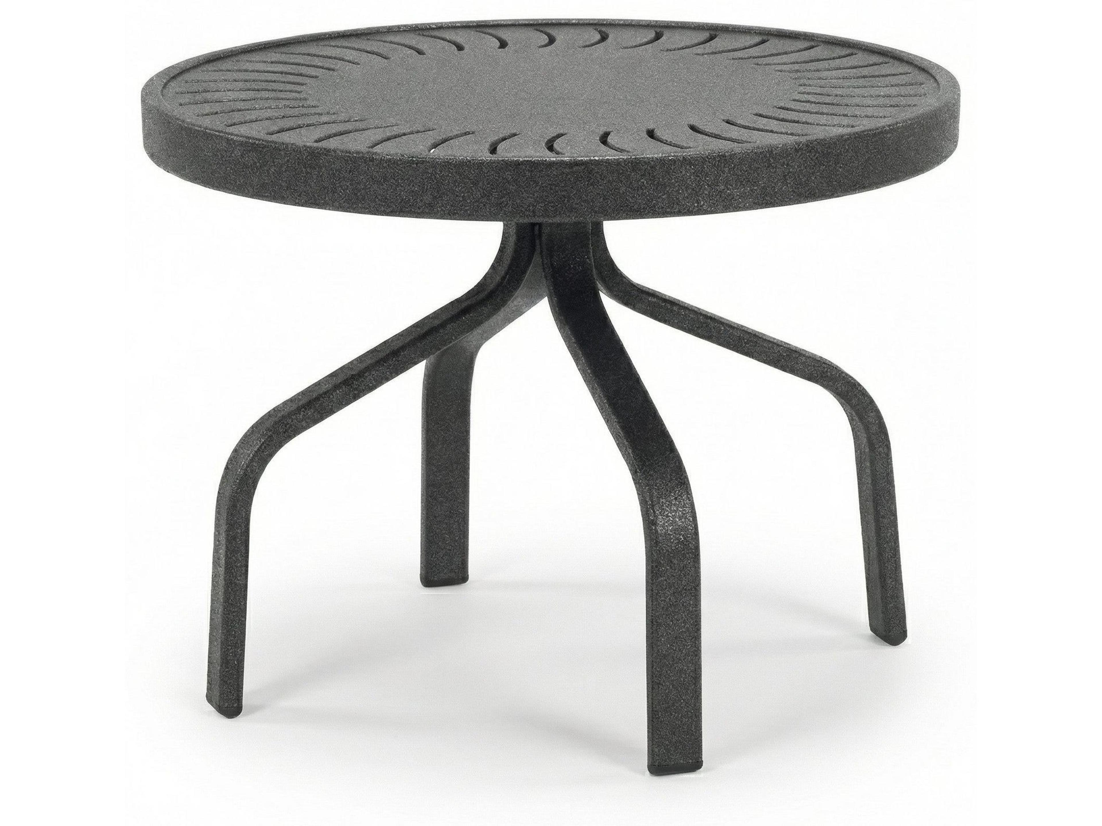 Sunburst Punched Aluminum Round Outdoor Side Table