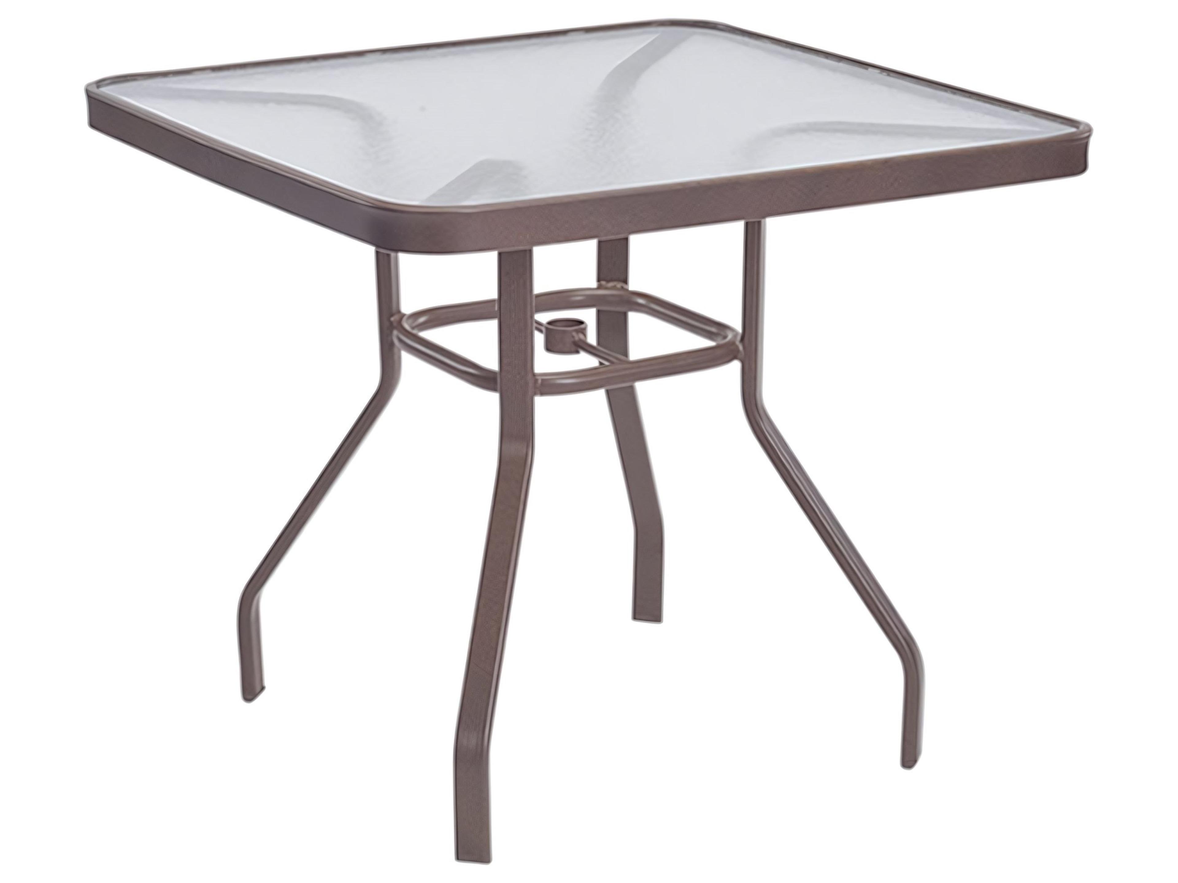 Acrylic Top Aluminum Square Outdoor Patio Dining Table with Umbrella Hole