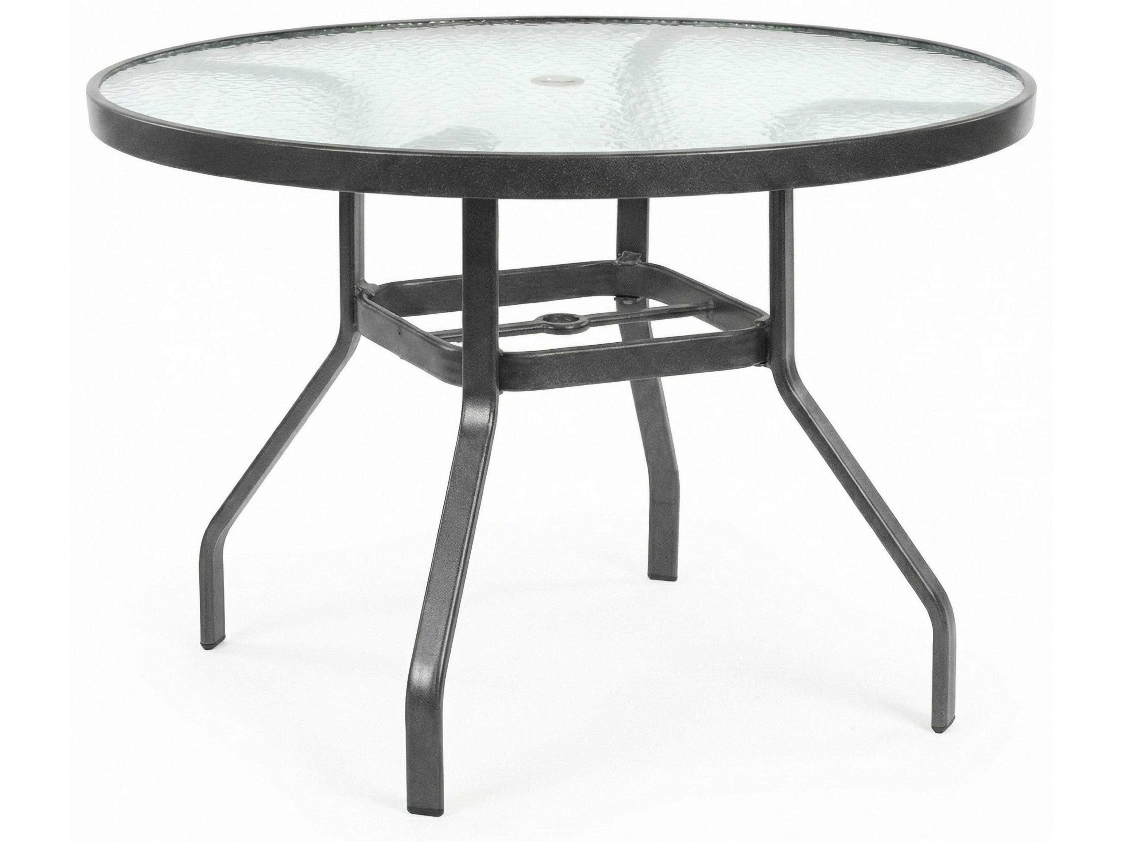 Acrylic Top Aluminum Round Outdoor Dining Table with Umbrella Hole