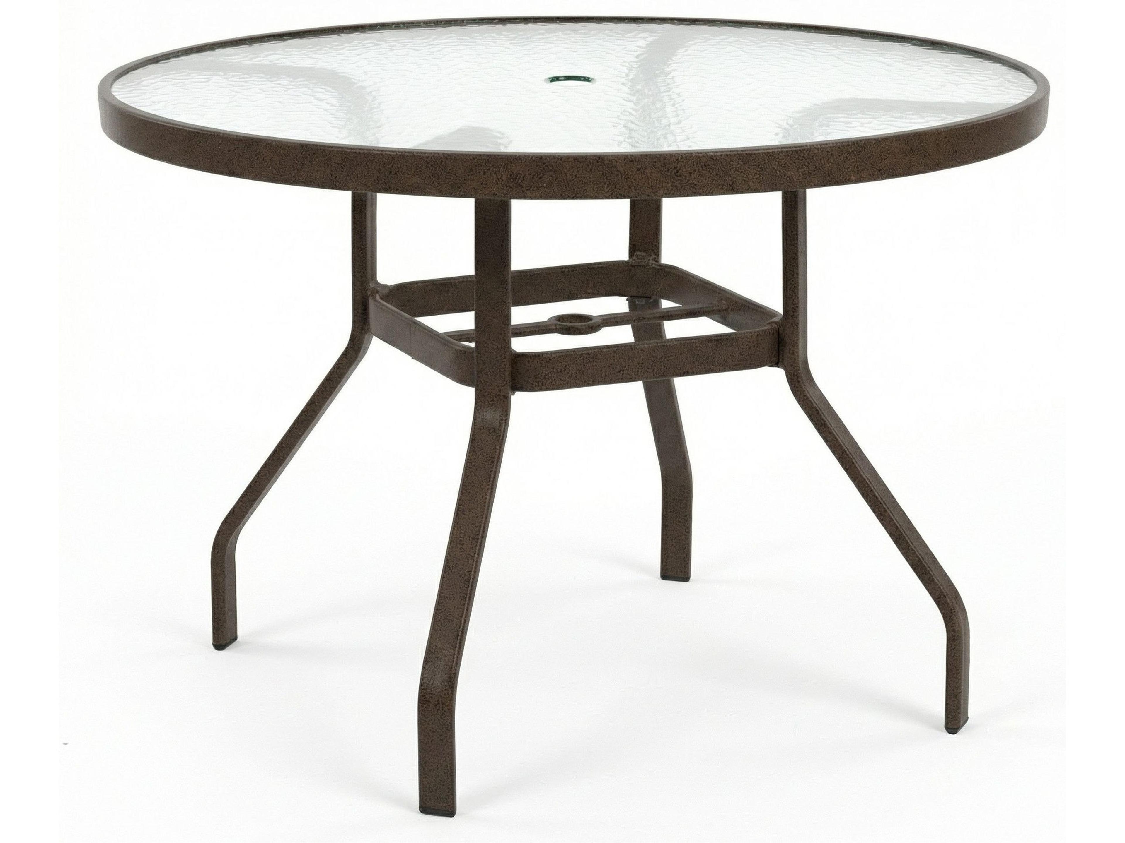 Windward Design Group Acrylic Top Aluminum Round Outdoor Dining Table with Umbrella Hole