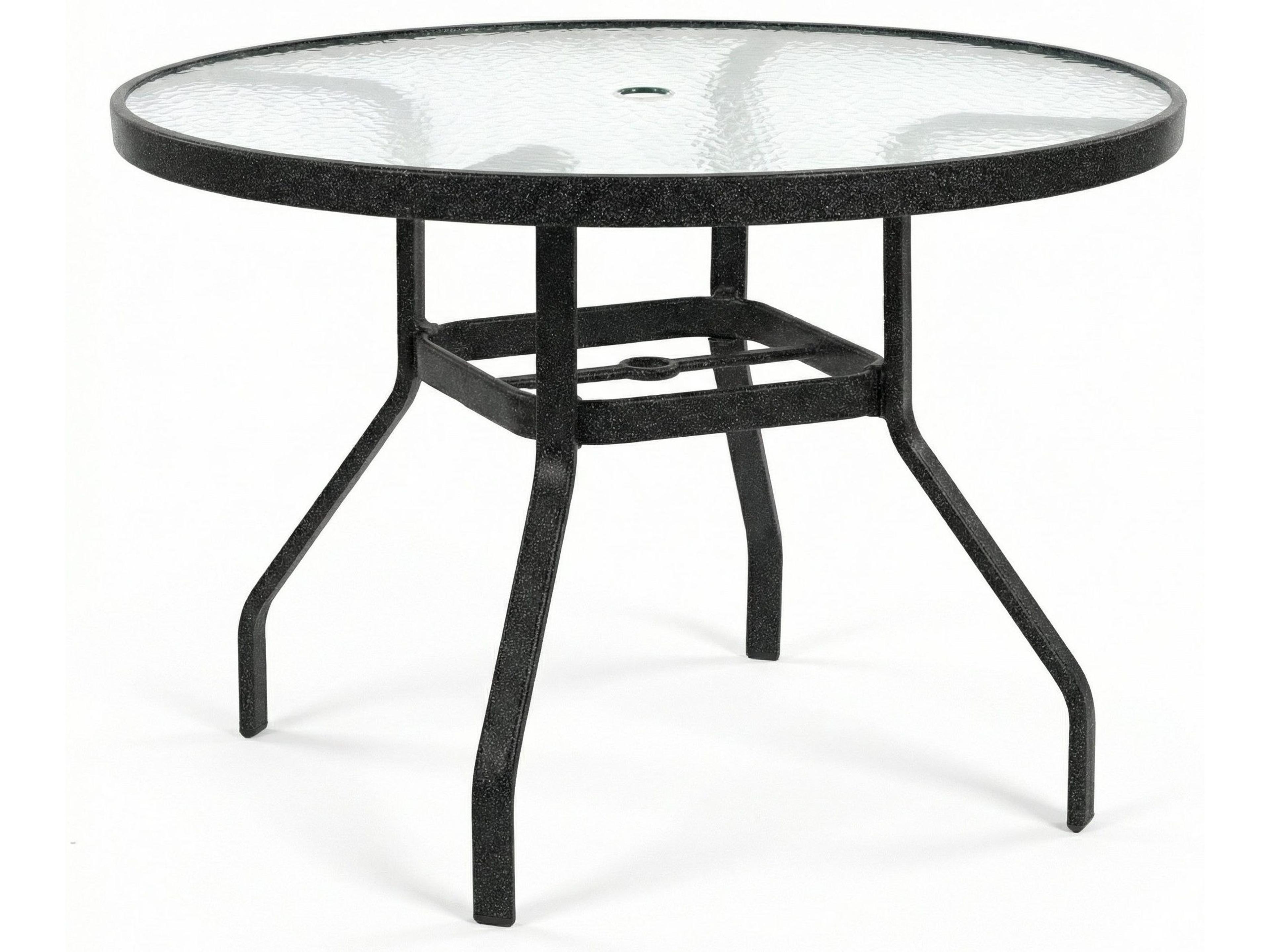 Windward Design Group Acrylic Top Aluminum Round Outdoor Dining Table with Umbrella Hole