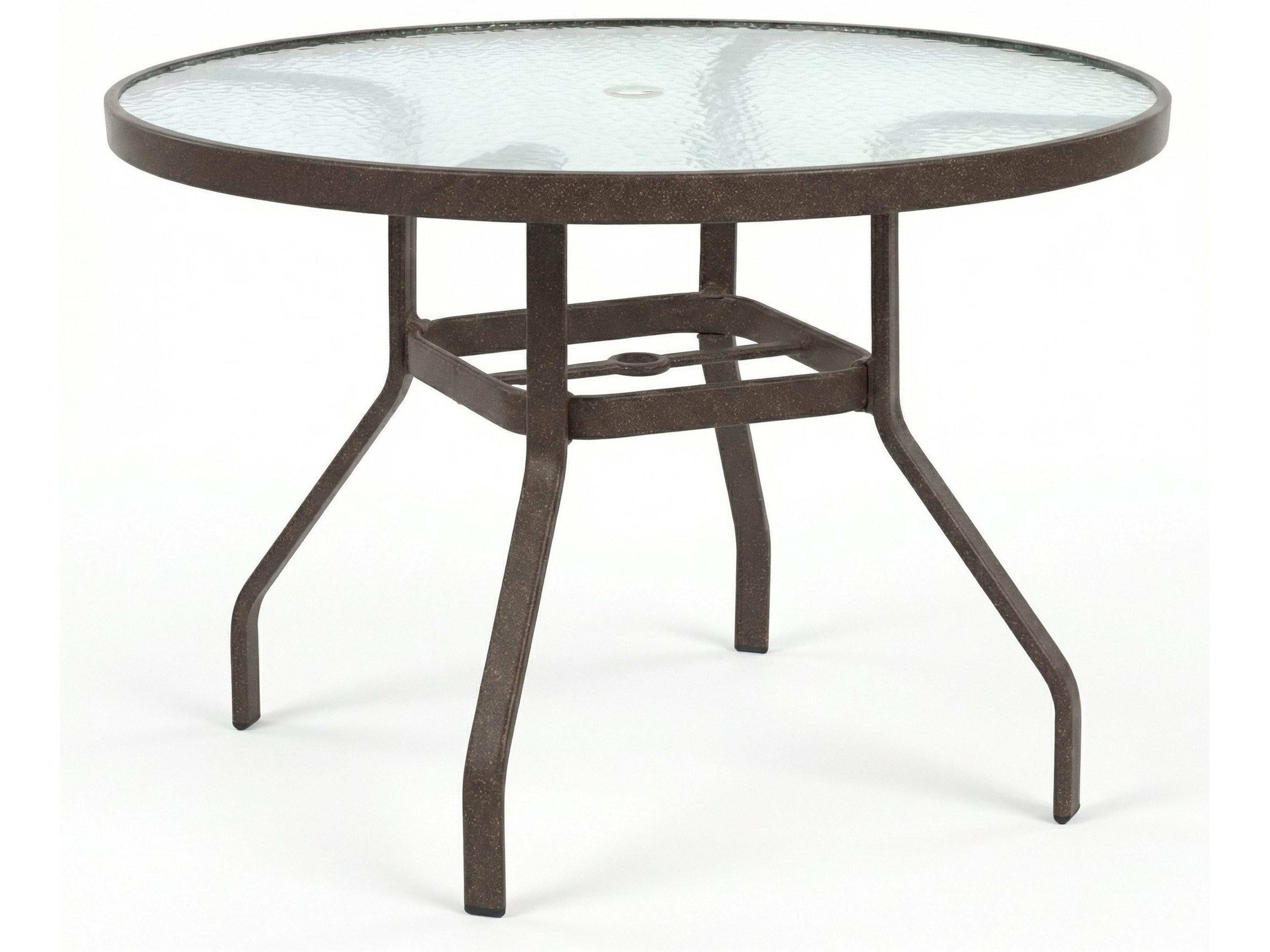 Windward Design Group Acrylic Top Aluminum Round Outdoor Dining Table with Umbrella Hole