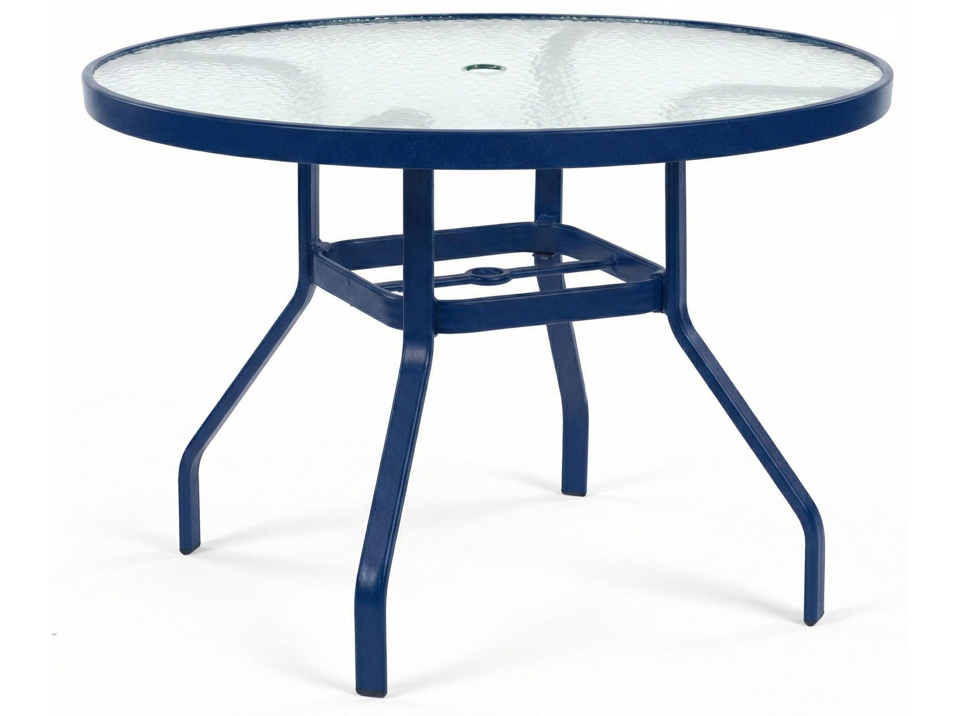 Windward Design Group Acrylic Top Aluminum Round Outdoor Dining Table with Umbrella Hole