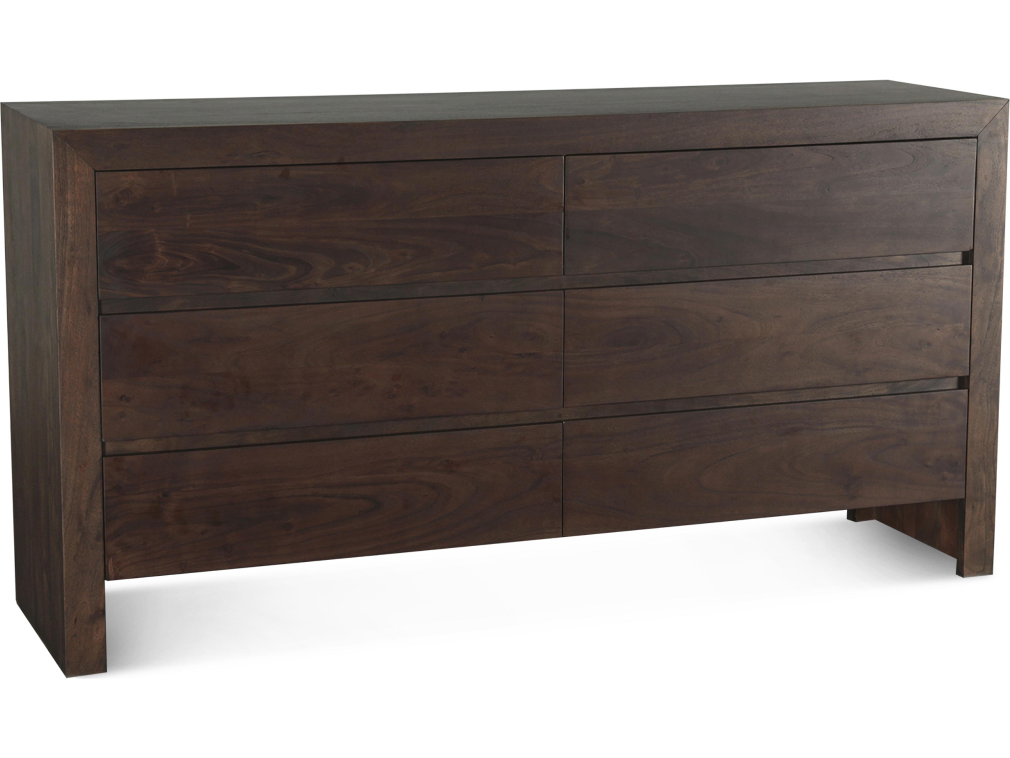Acadia 6-Drawers Brown Acacia Wood Double Dresser
