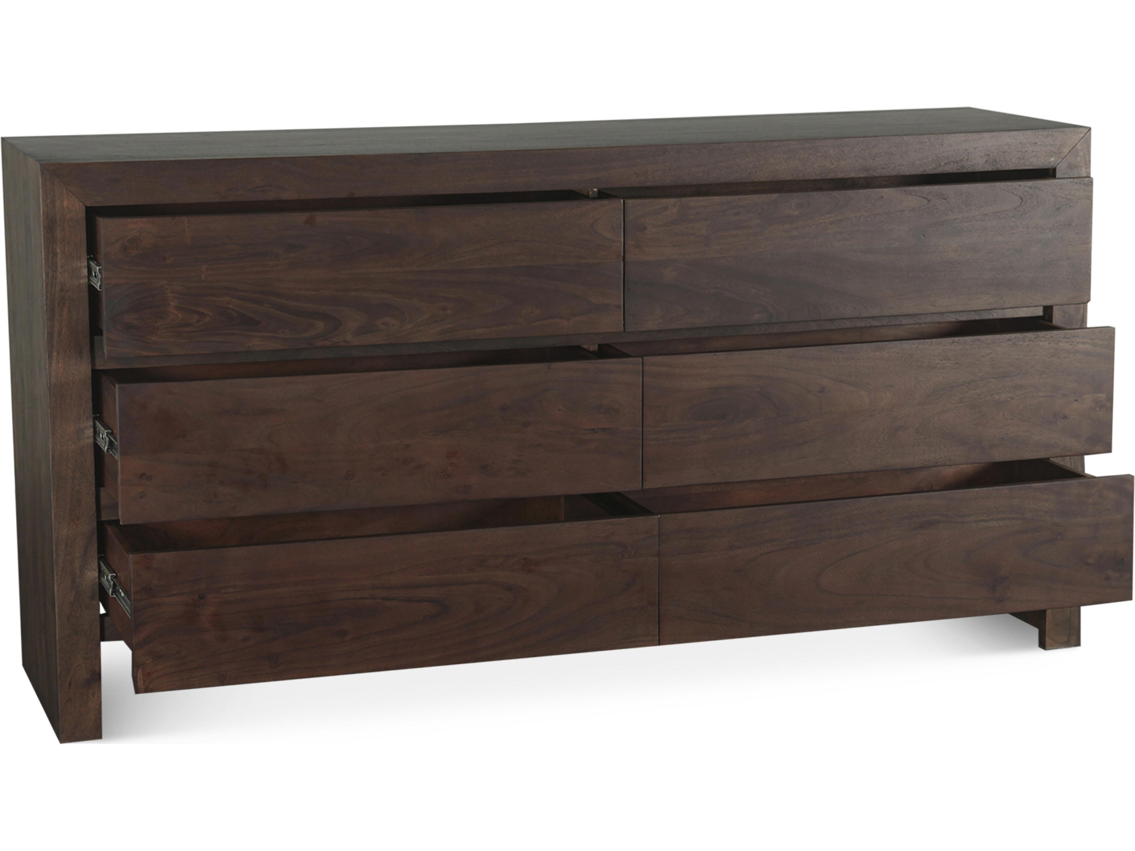 World Interiors Acadia 6-Drawers Brown Acacia Wood Double Dresser