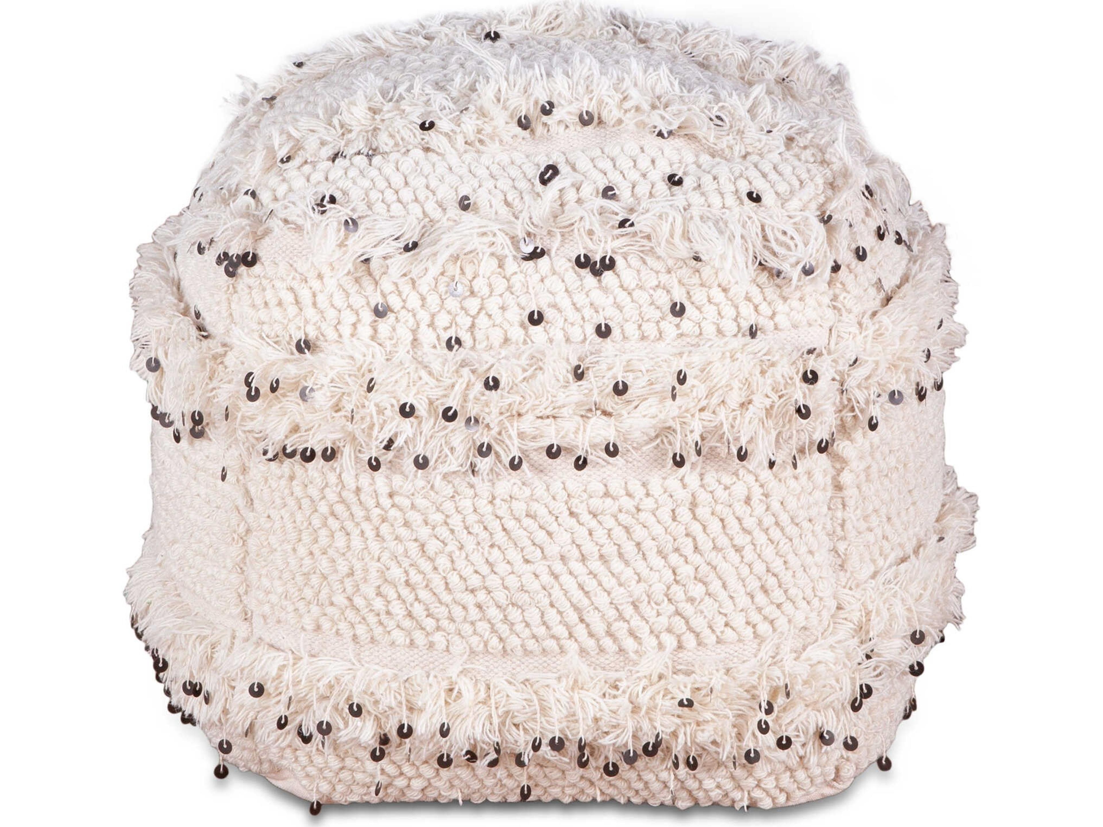 World Interiors Algiers White Upholstered Ottoman