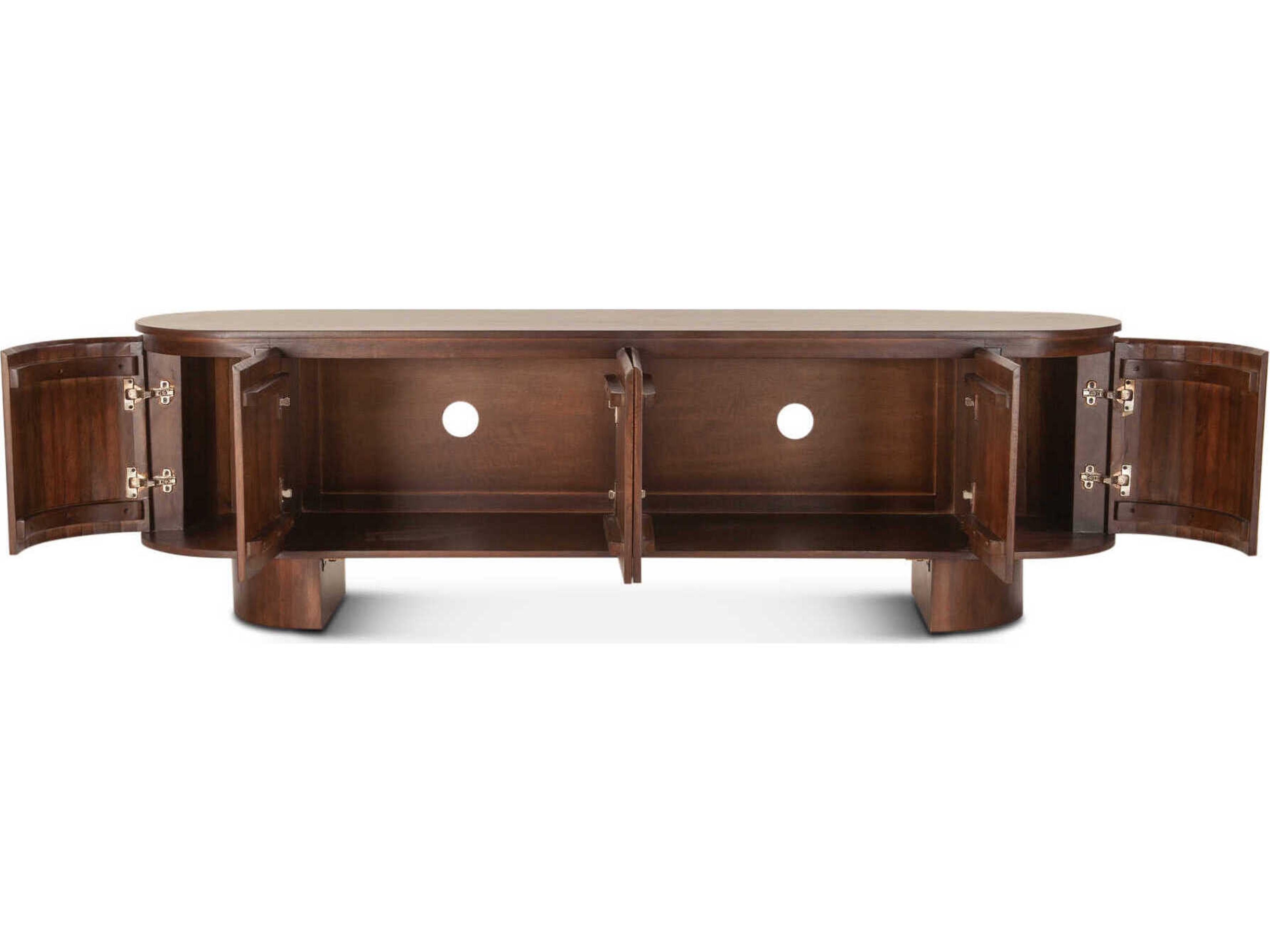 World Interiors Athens 79" Mahogany Wood Dark Brown Media Console