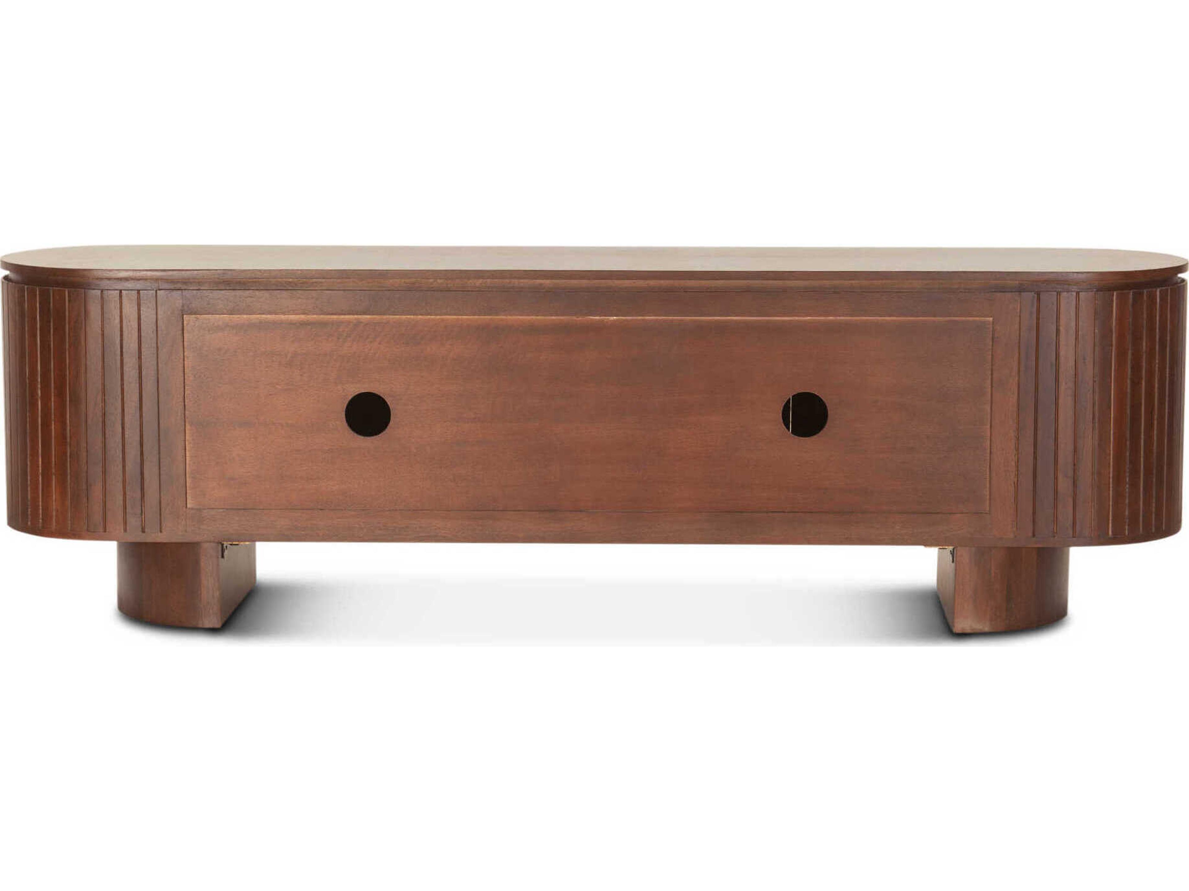 World Interiors Athens 79" Mahogany Wood Dark Brown Media Console