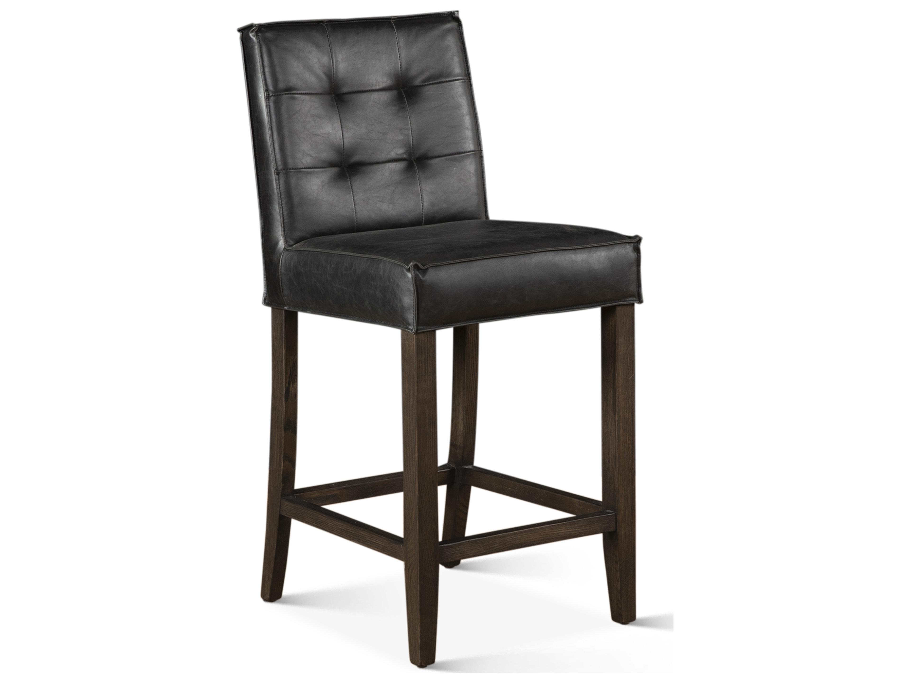 Aven Dark Leather Mango Wood Counter Stool