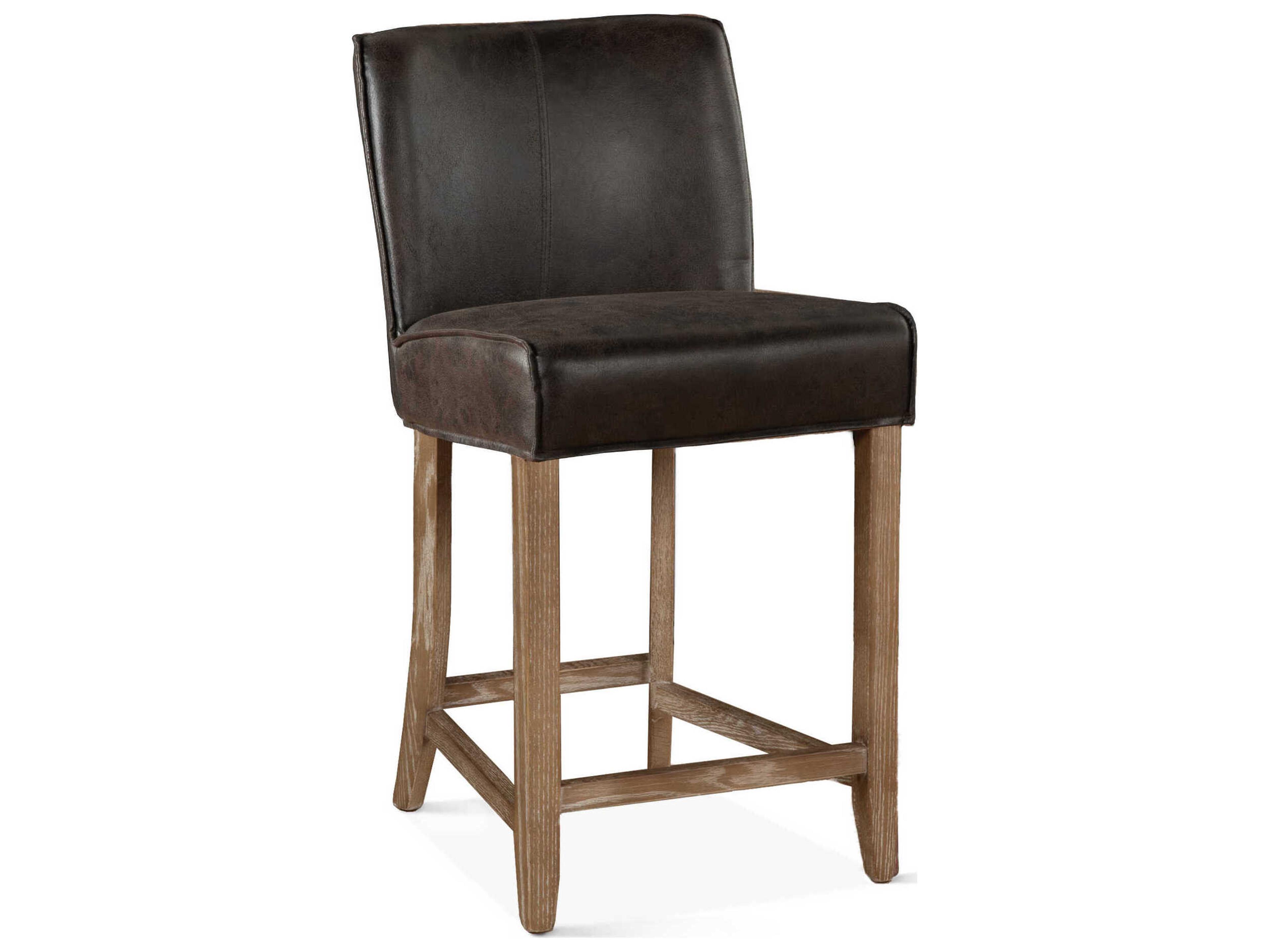 Avery Natural Leather Birch Wood Counter Stool