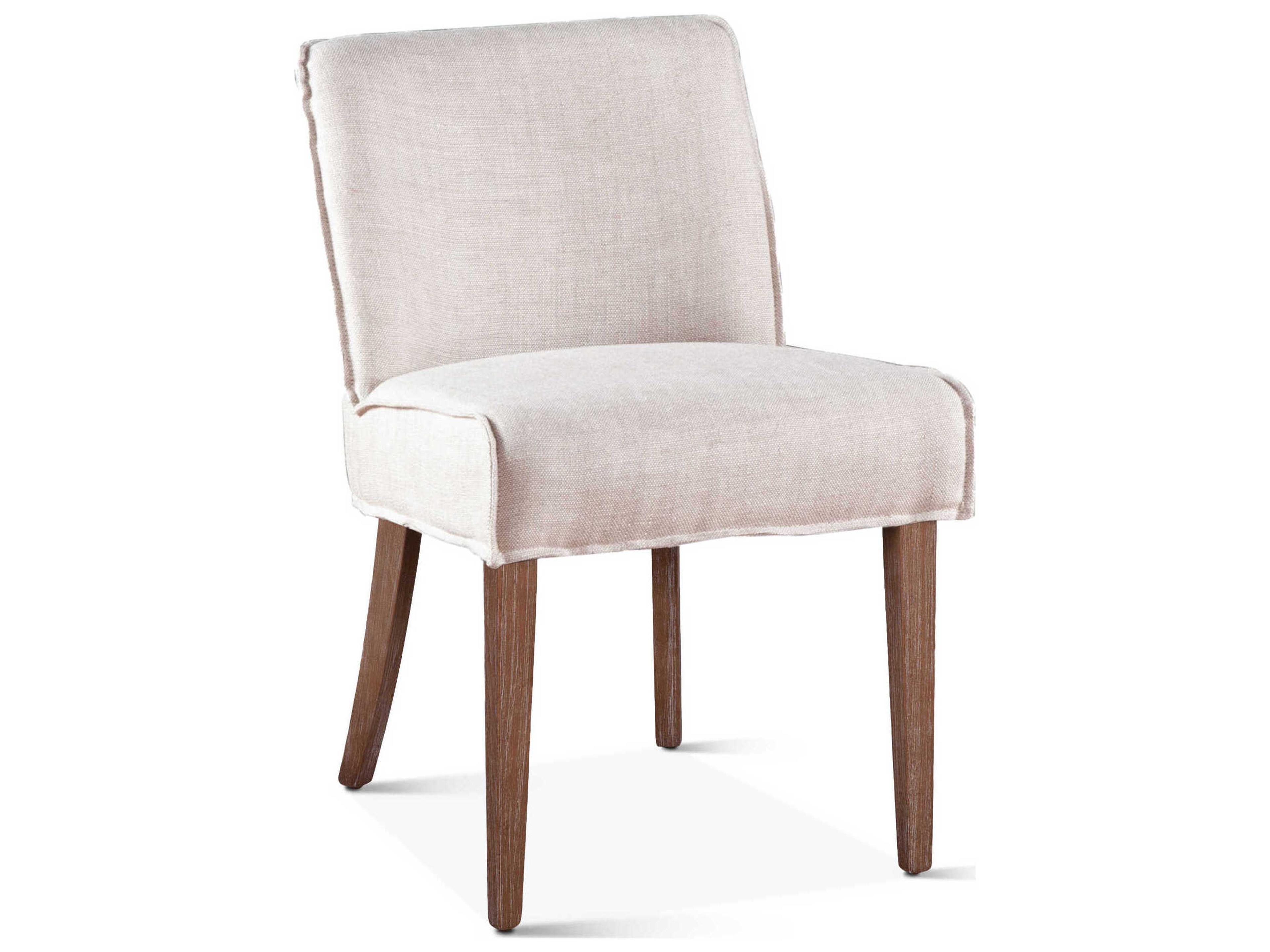 Avery Oak Wood White Upholstered Side Dining Chair