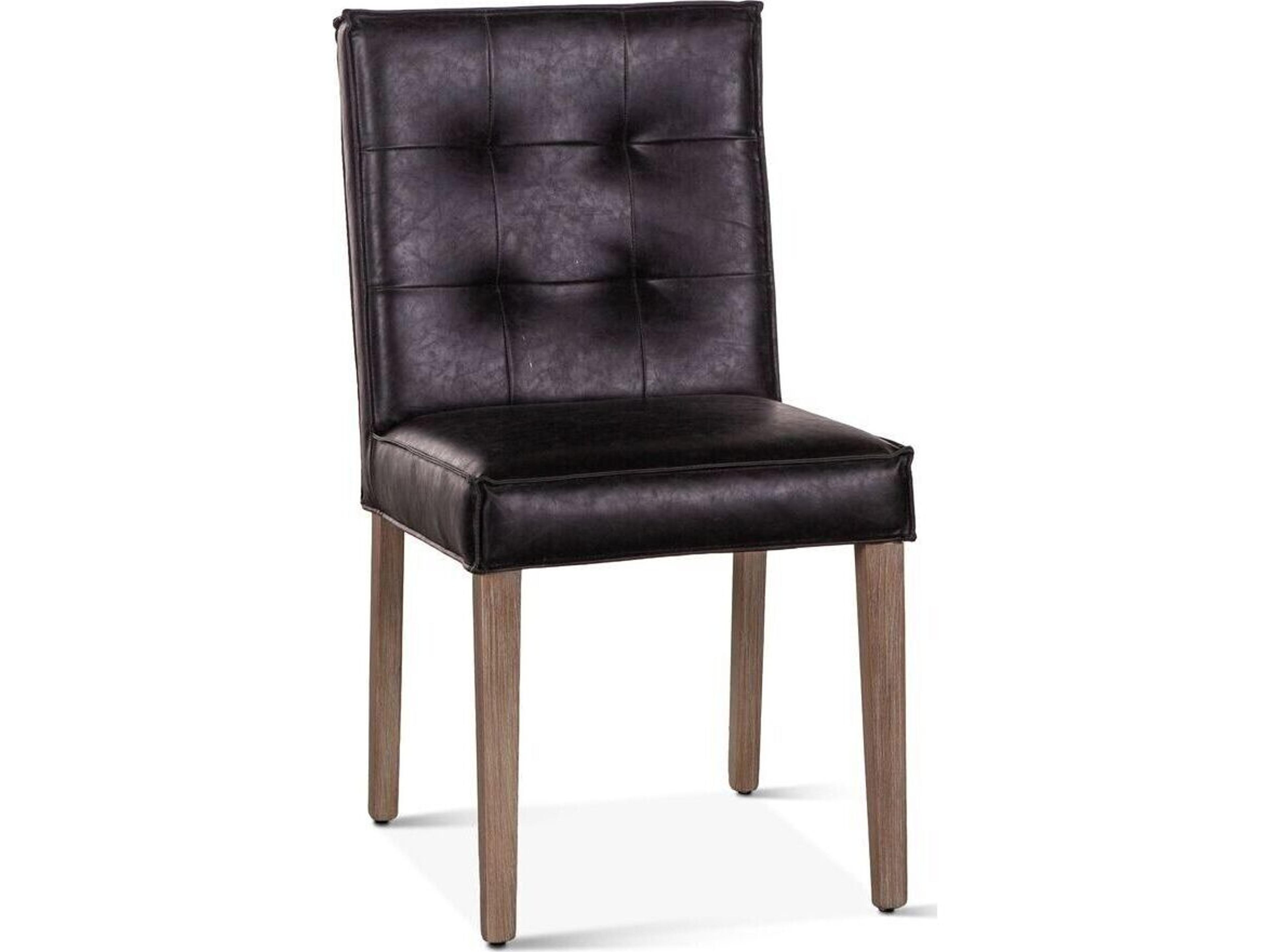 Aven Black Leather Armless Dining Chair