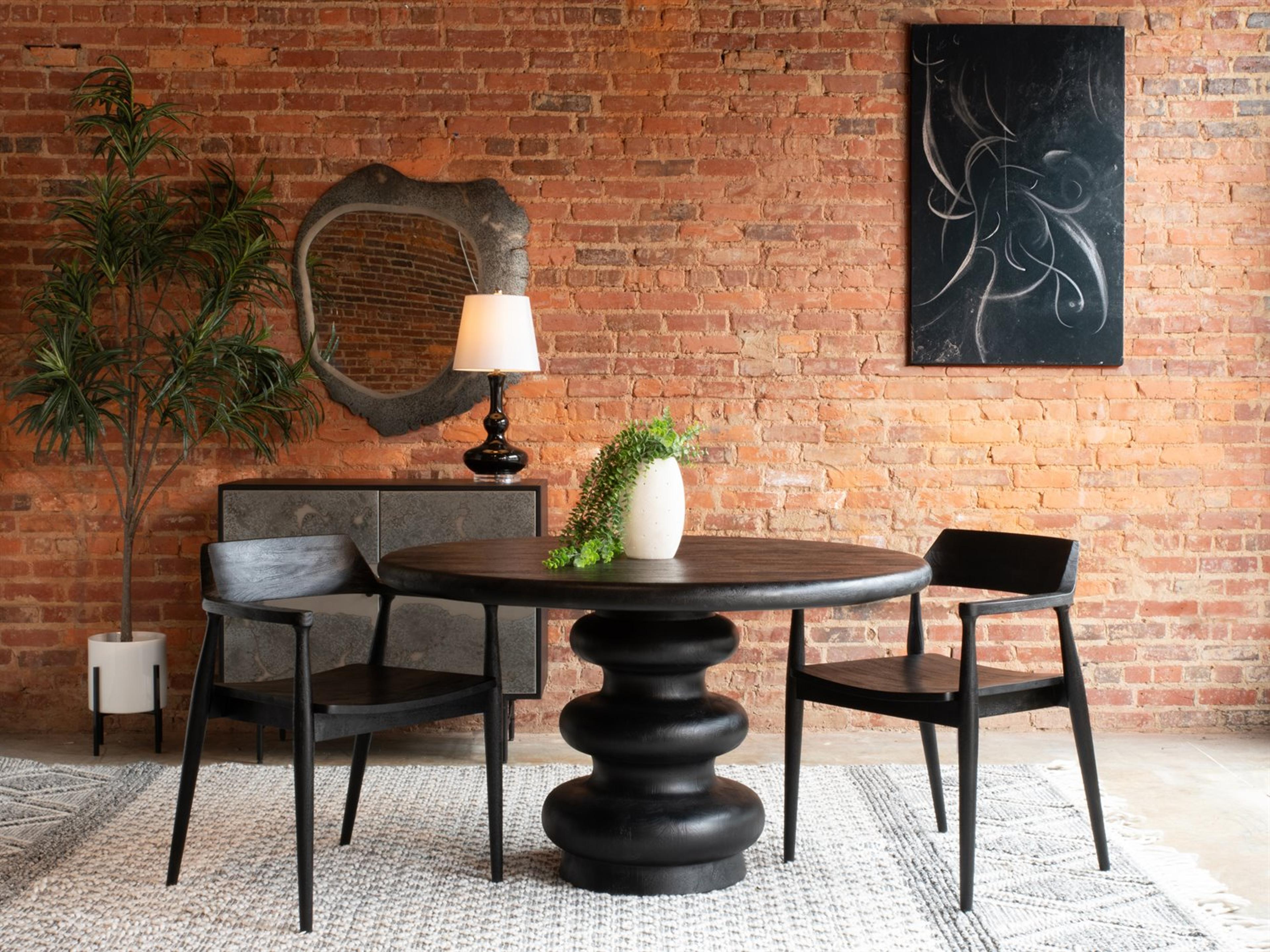 World Interiors Bakio Round Wood Sleek Dining Table