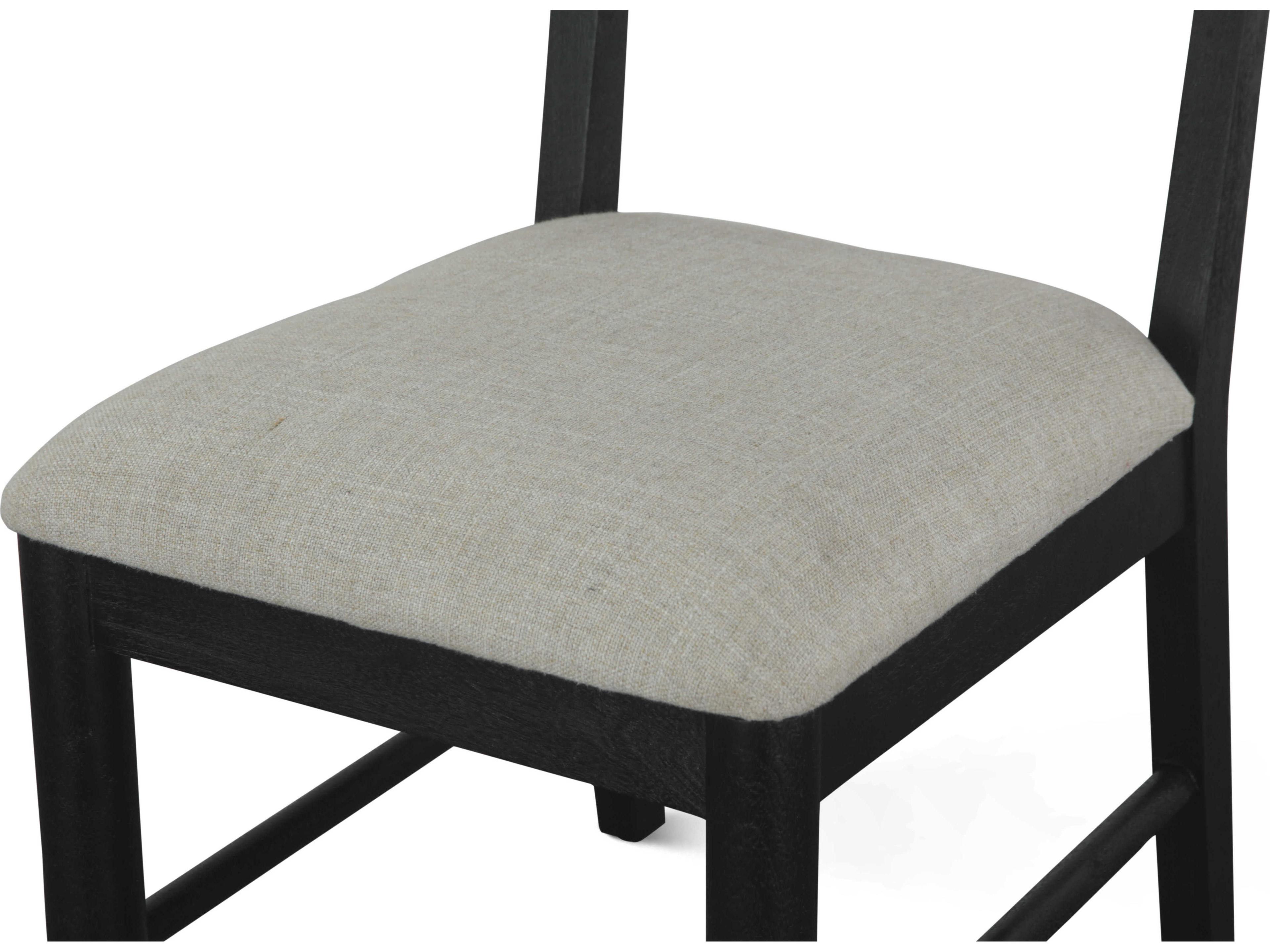 World Interiors Bakio Mango Wood Black Upholstered Armless Dining Chair