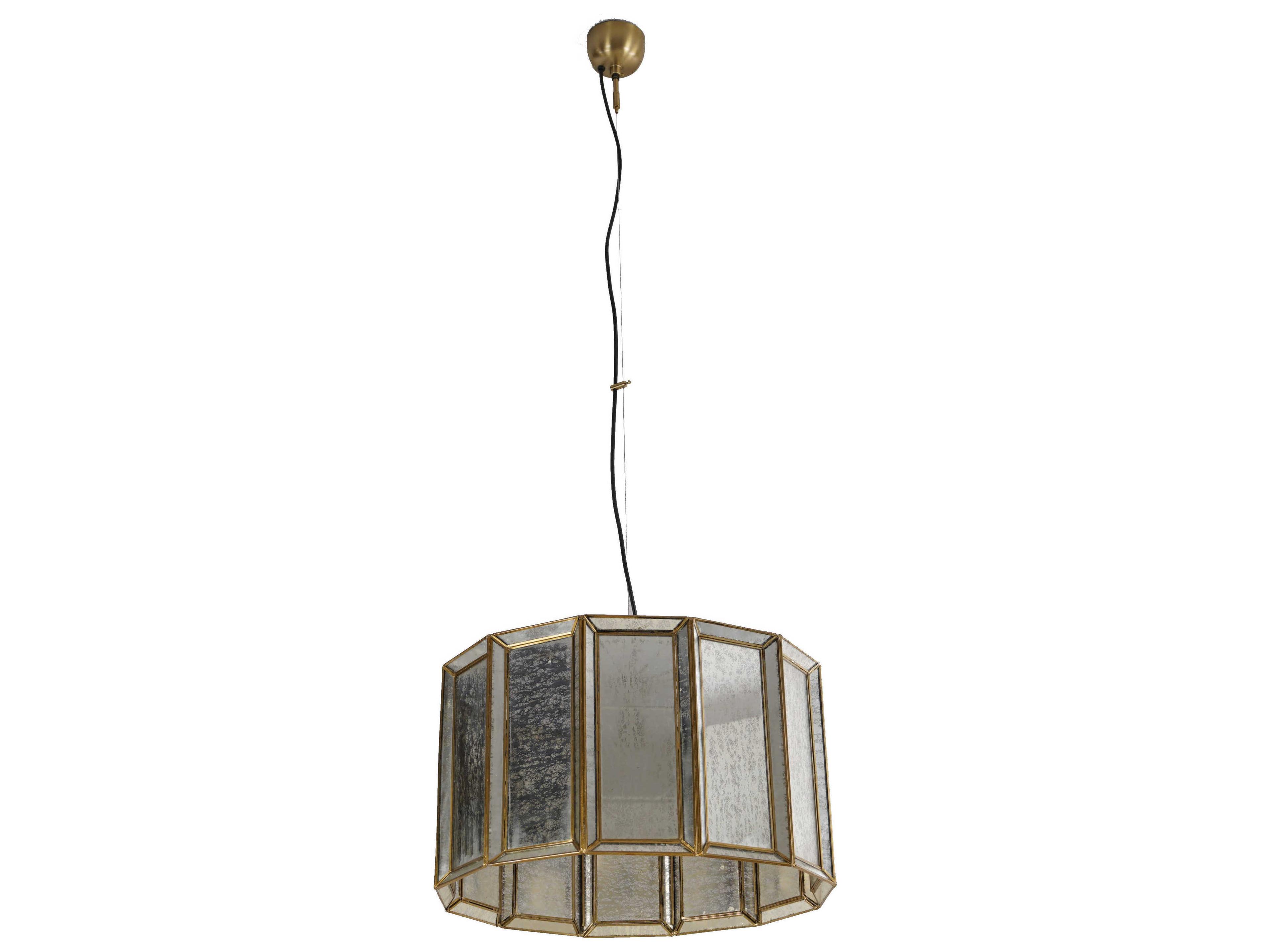World Interiors Bali 1-Light Antique Brass Glass Drum Geometric Pendant