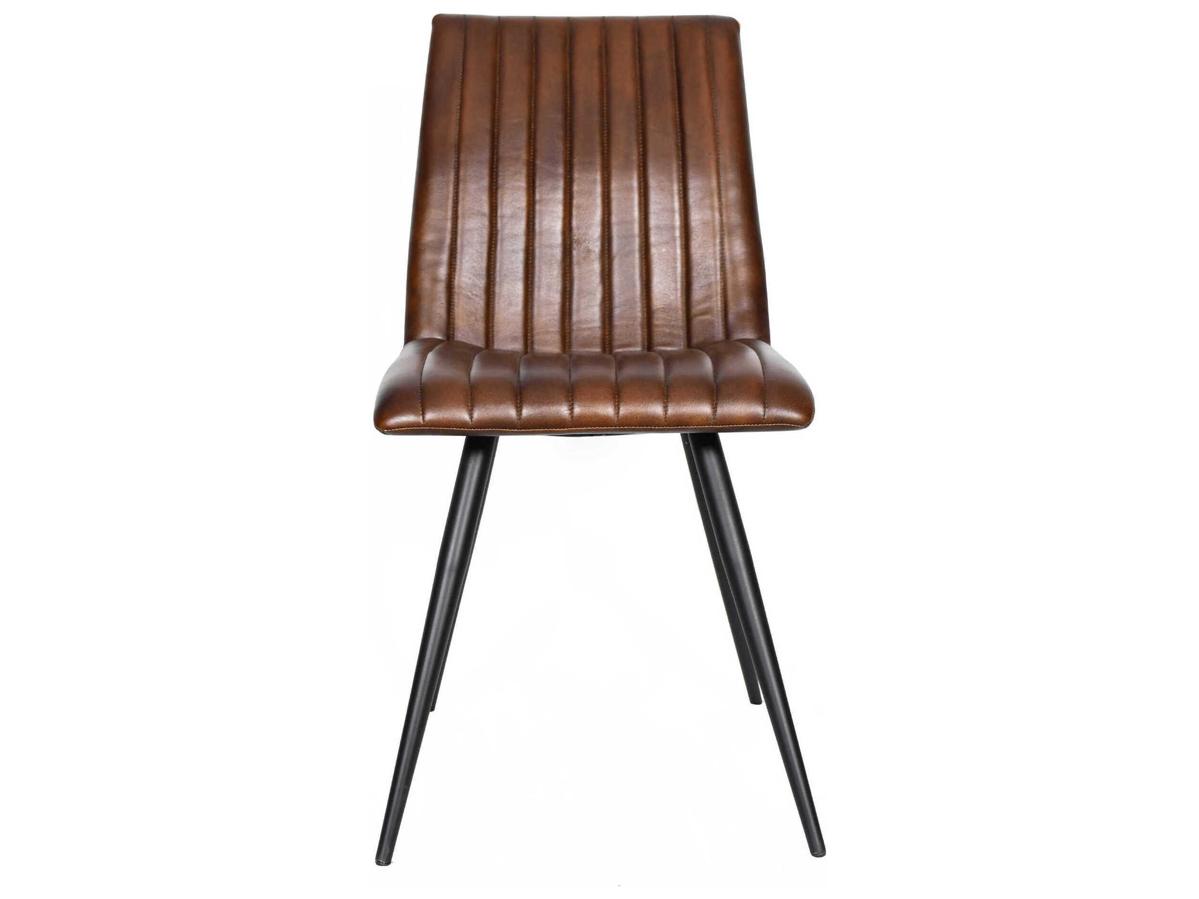 Brisben Upholstered Dining Side Chair Hand Washed Chestnut Leather