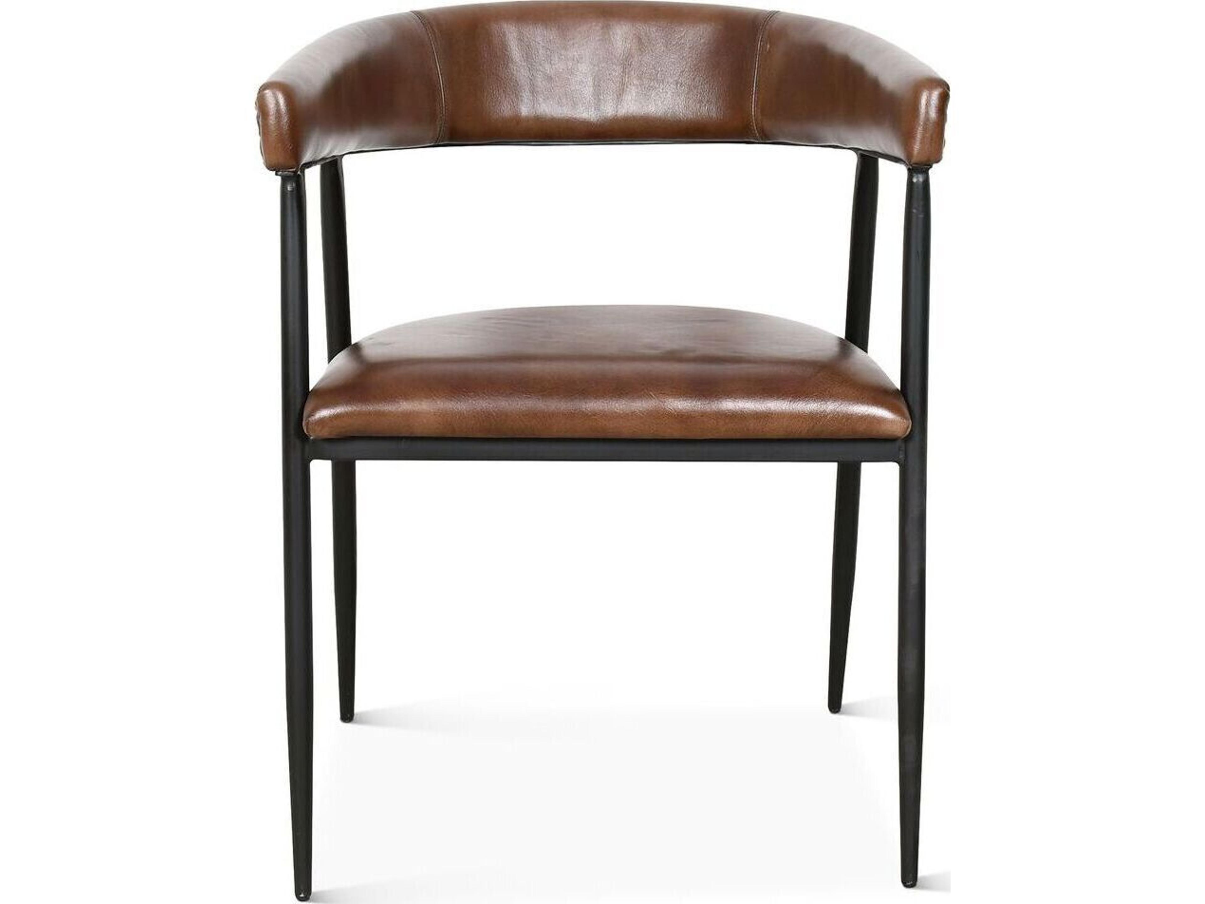 Brisbane Brown Leather Arm Dining Chair