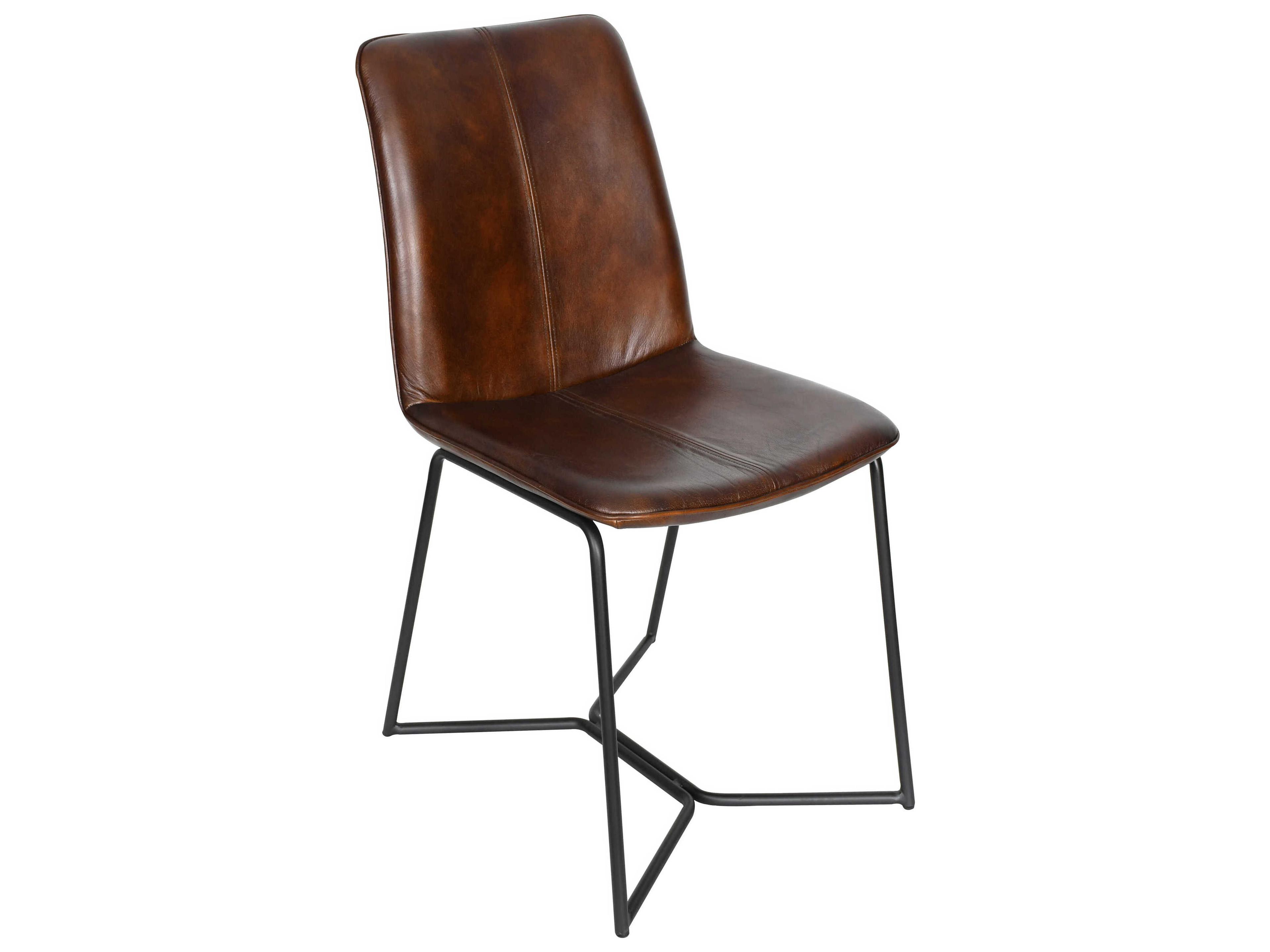 Brisben Upholstered Dining Side Chair Hand Washed Chestnut Leather