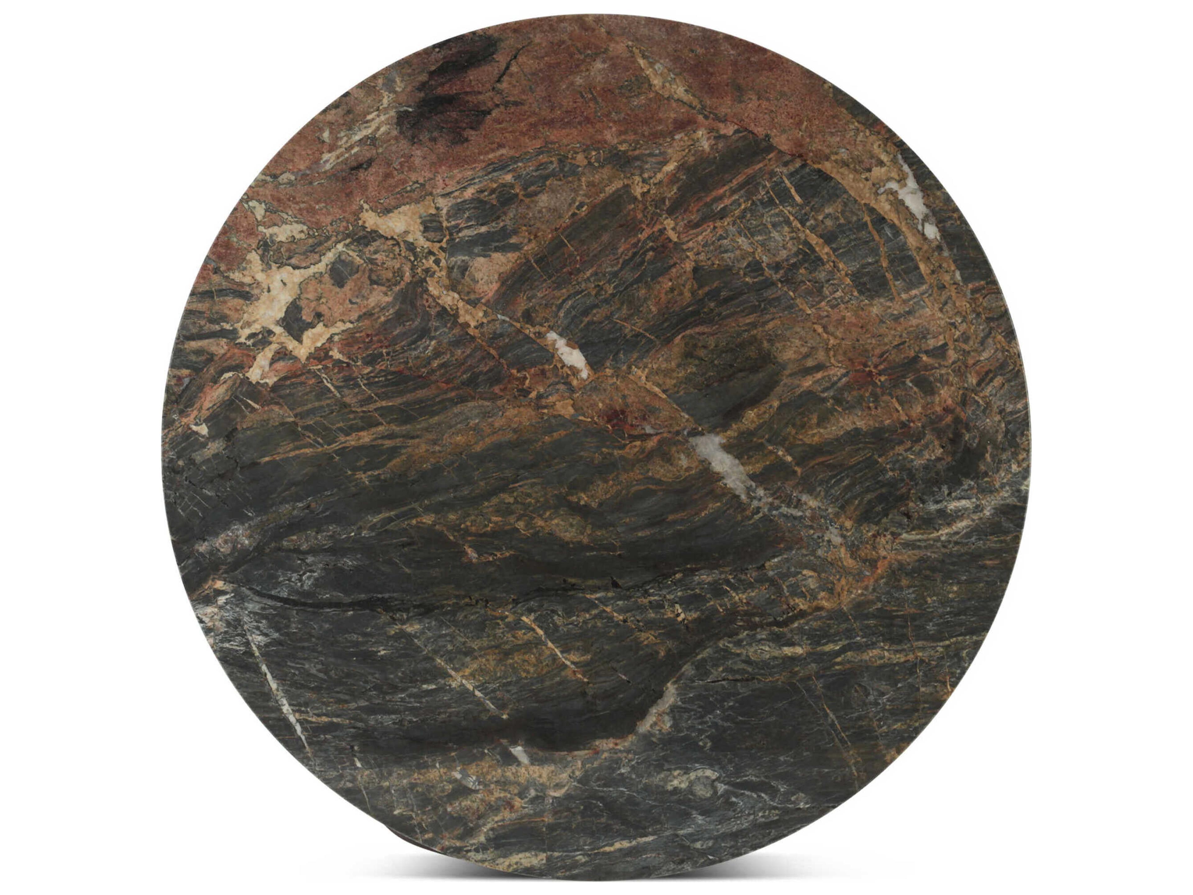 World Interiors Caldera Round Marble Natural Dining Table