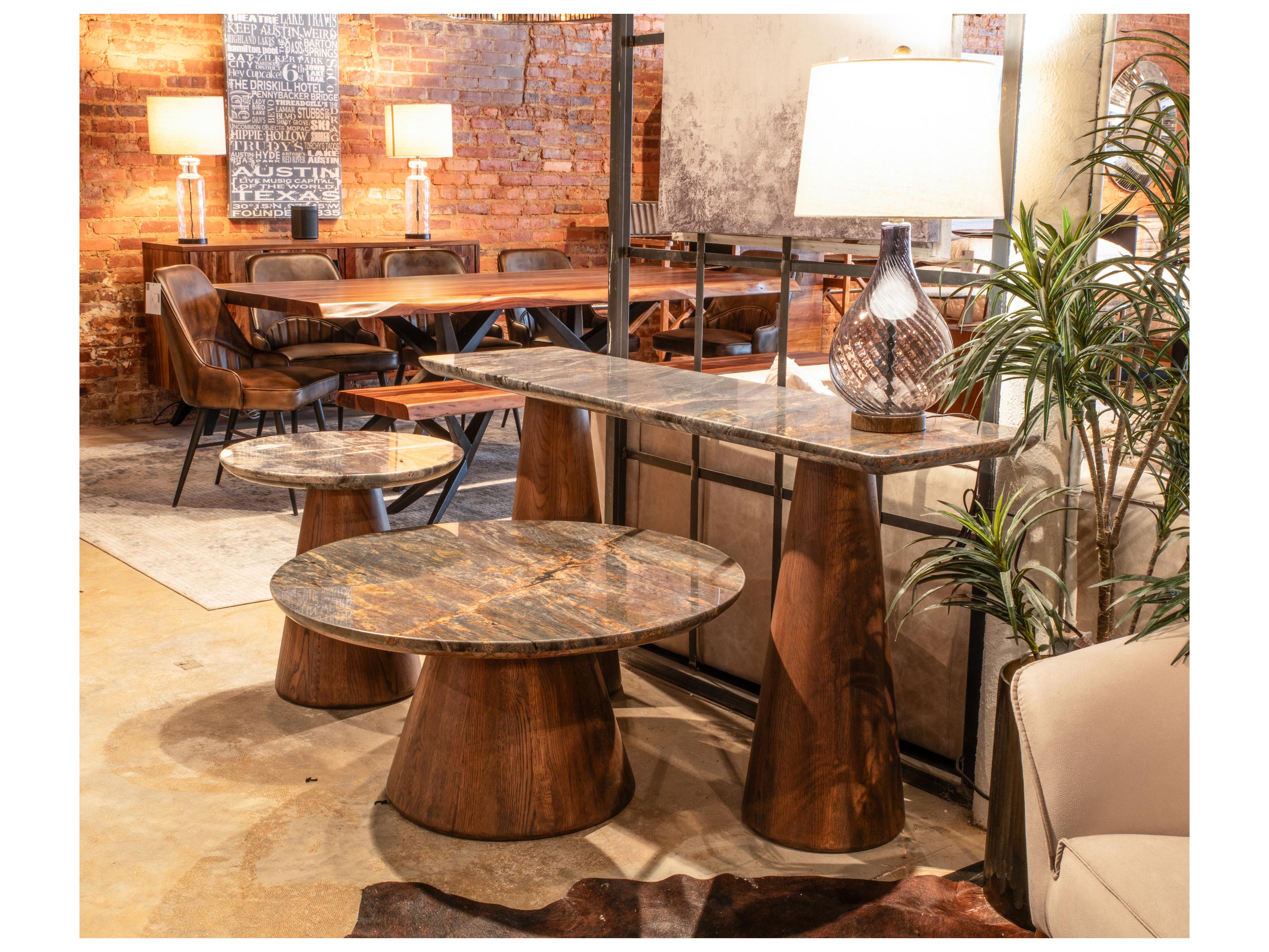 World Interiors Caldera Round Wood Natural Coffee Table