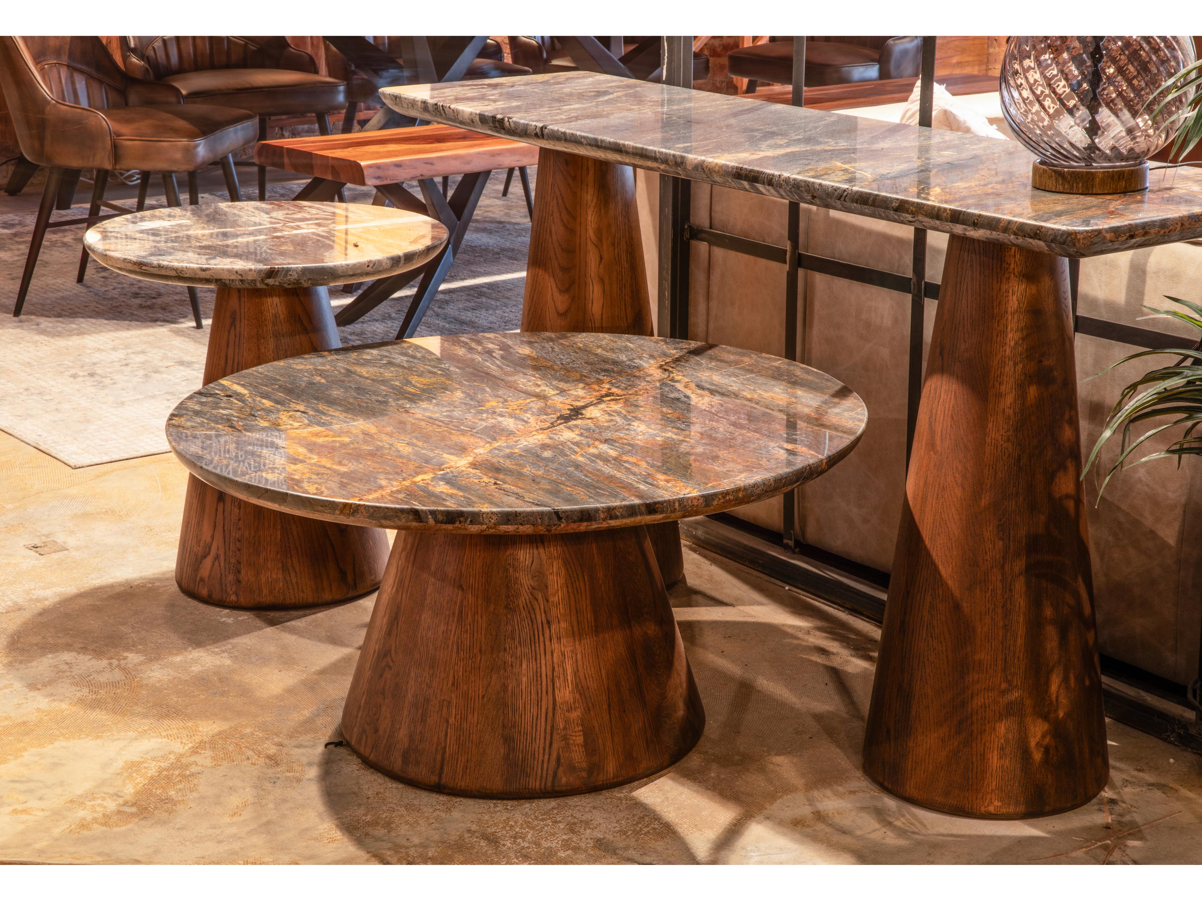 World Interiors Caldera Round Wood Natural Coffee Table