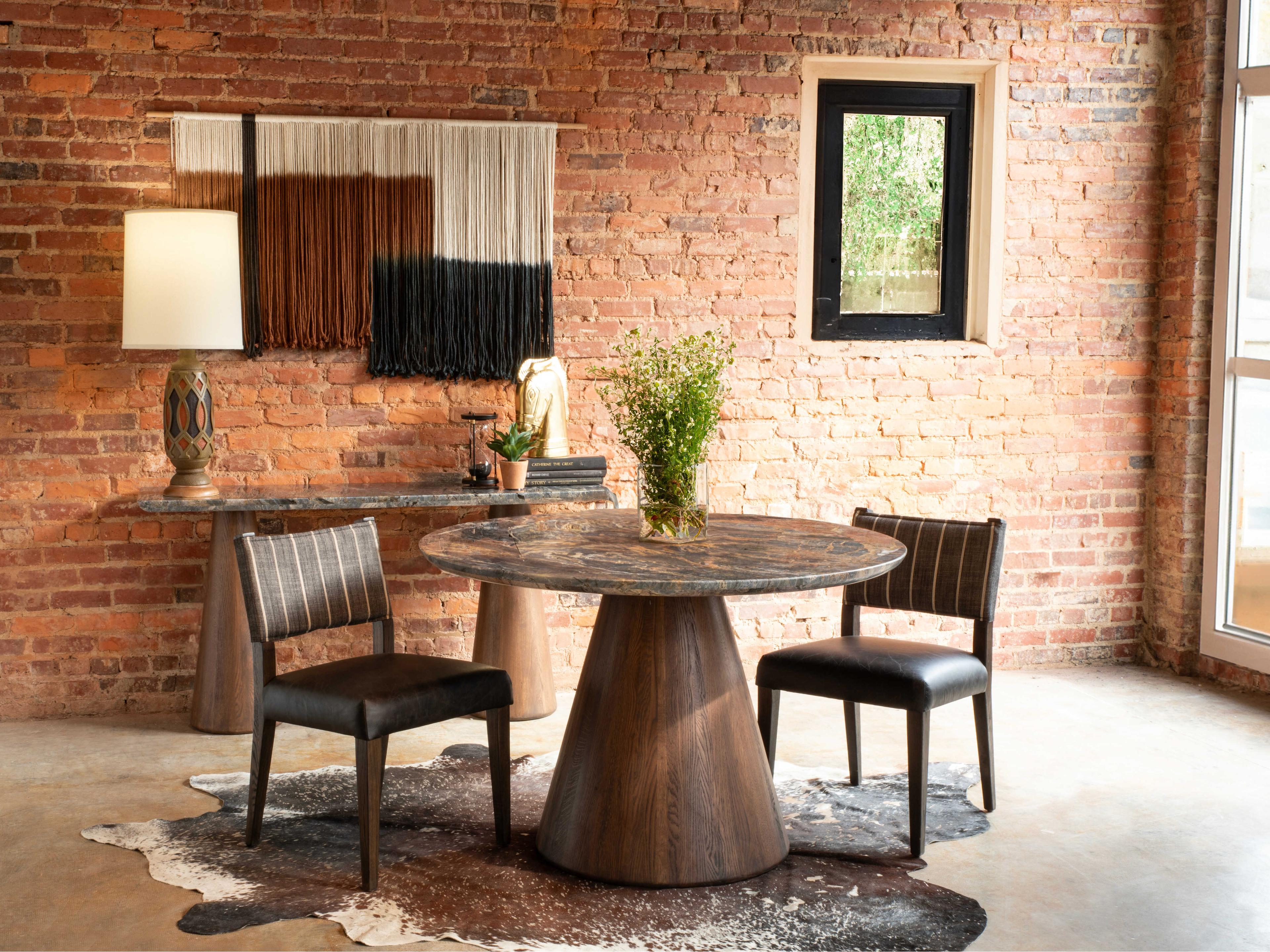 World Interiors Caldera Rectangular Marble Natural Console Table