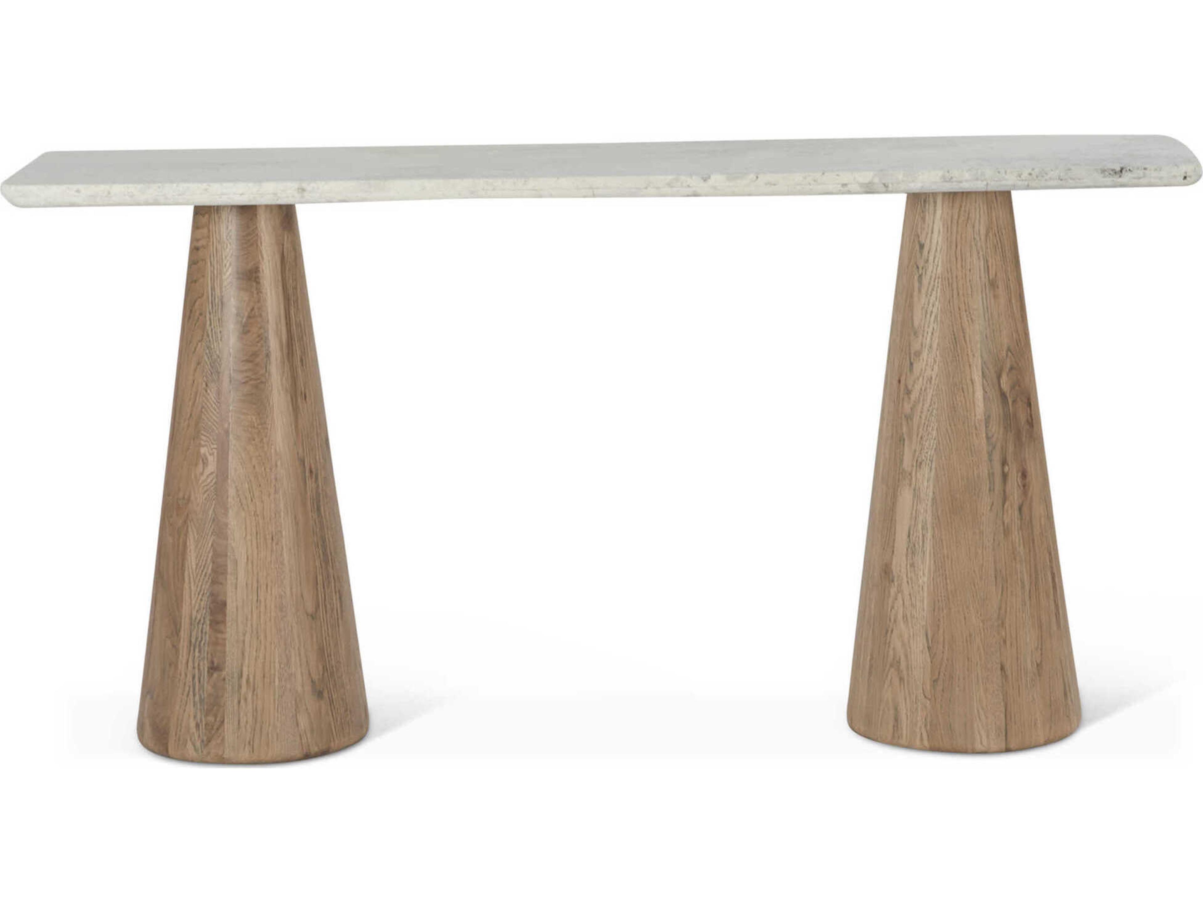 World Interiors Caldera Rectangular Stone Natural Console Table